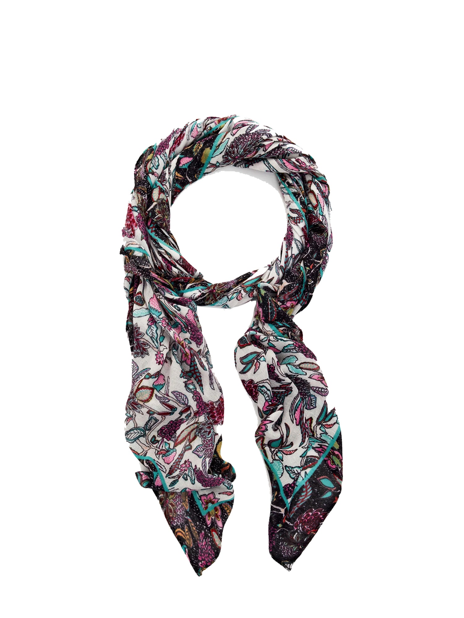 DESIGUAL FOULARD RETTANGOLARE A FIORI BIANCO