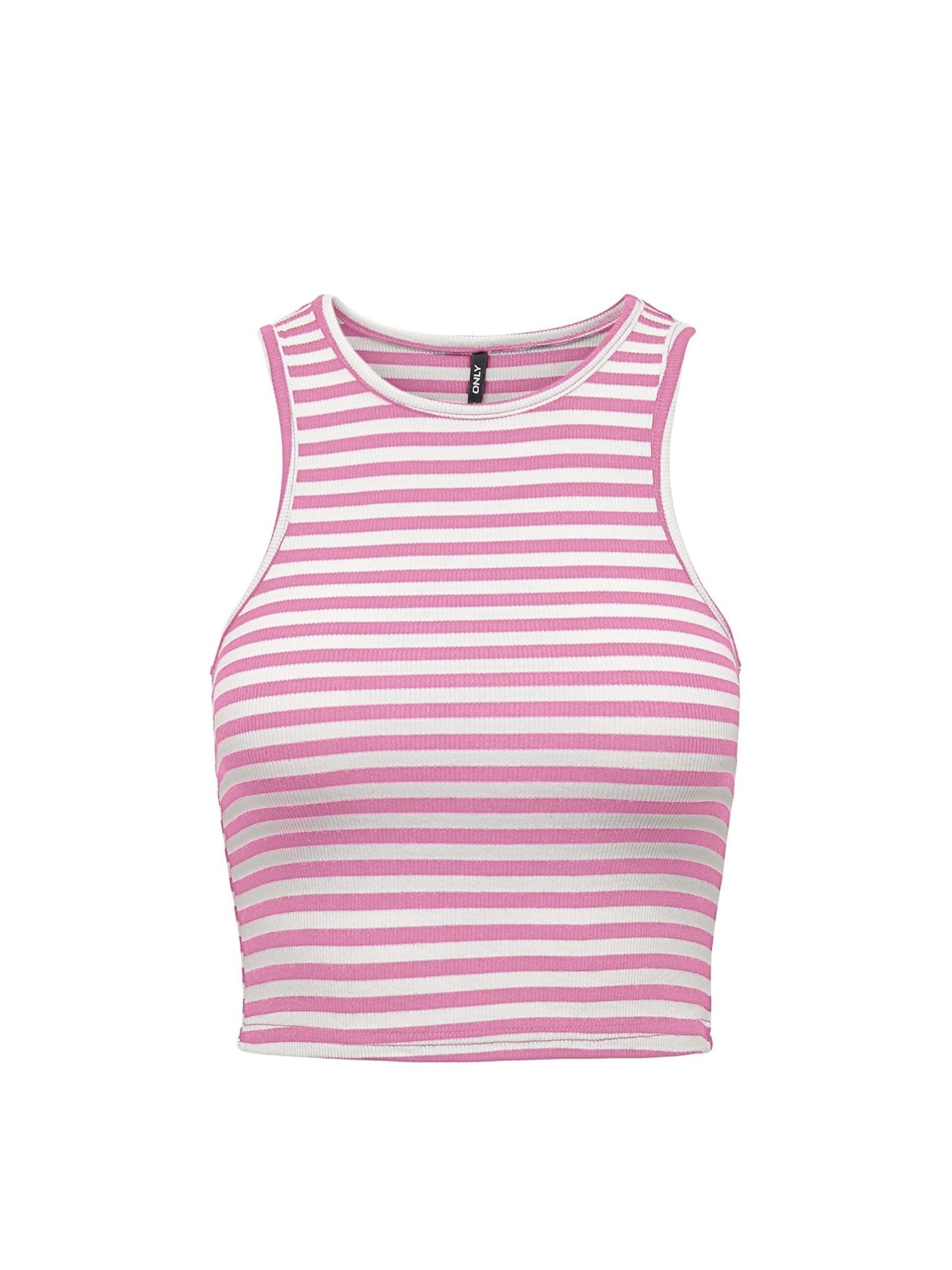 ONLY TOP CROP BELIA A RIGHE ROSA - BIANCO