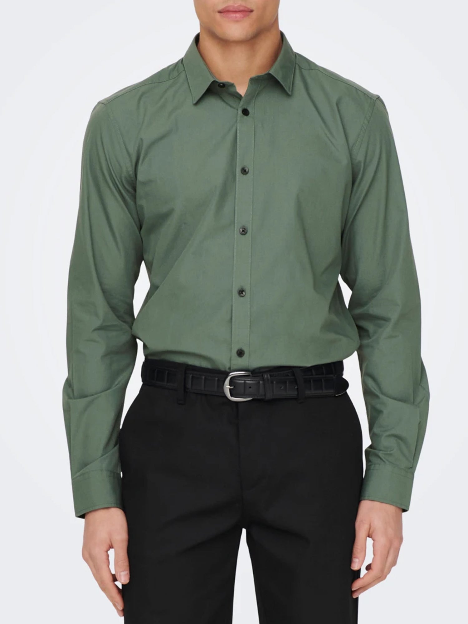 ONLY&SONS CAMICIA SLIM FIT VERDE