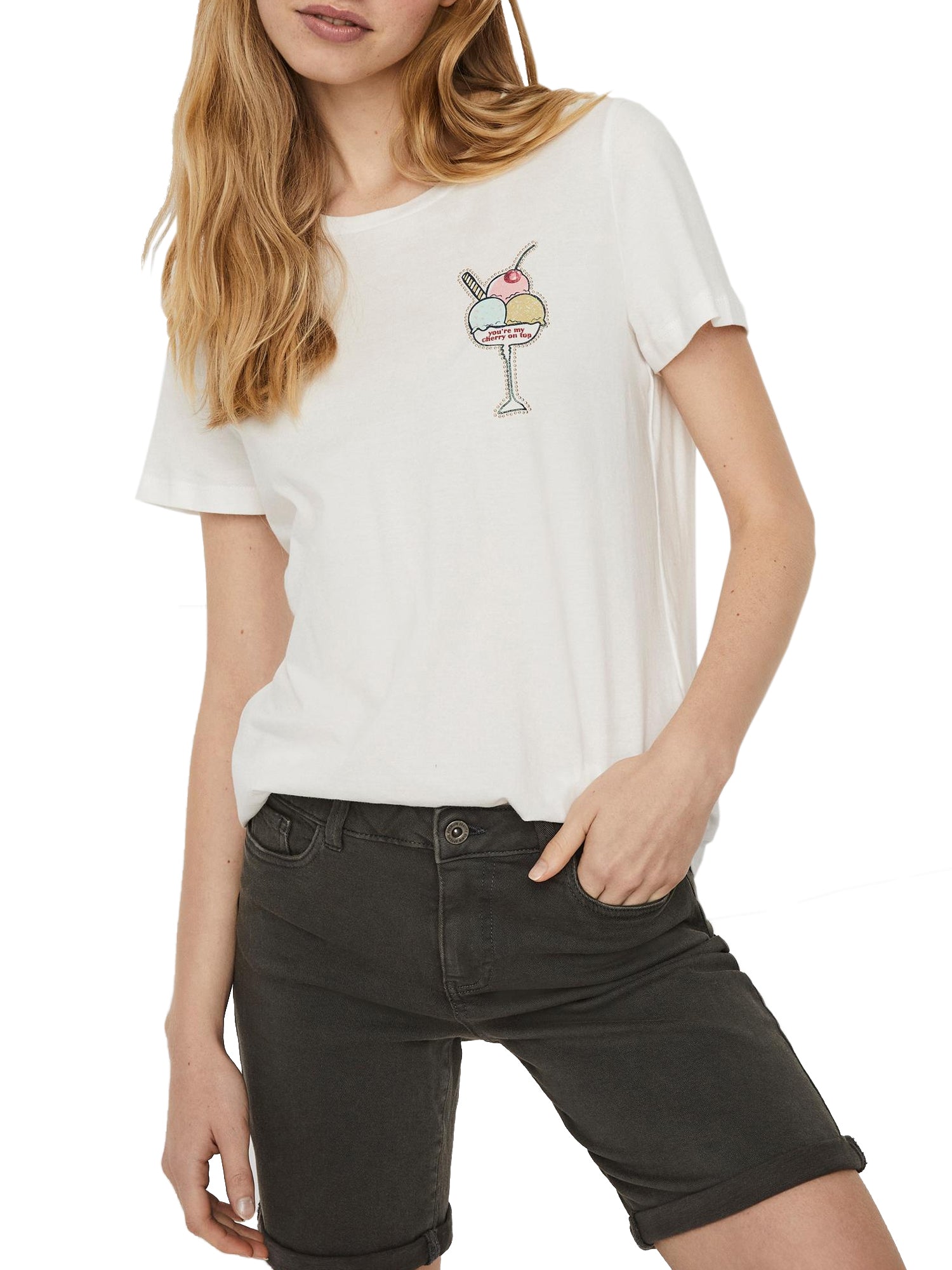 VERO MODA T-SHIRT CON GRAFICA BIANCO