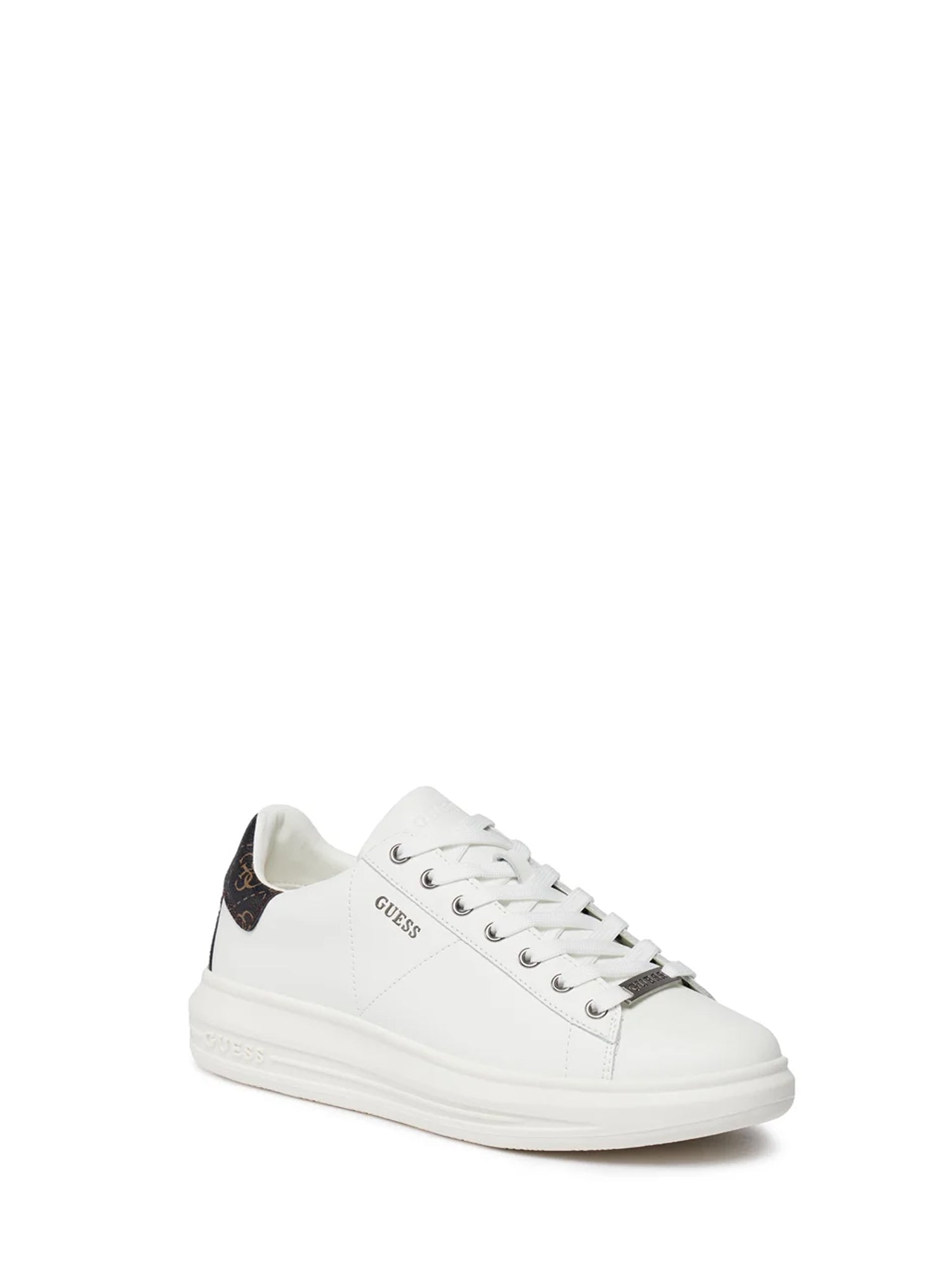 GUESS JEANS SHOES SNEAKERS VIBO CARRYOVER BIANCO - MARRONE