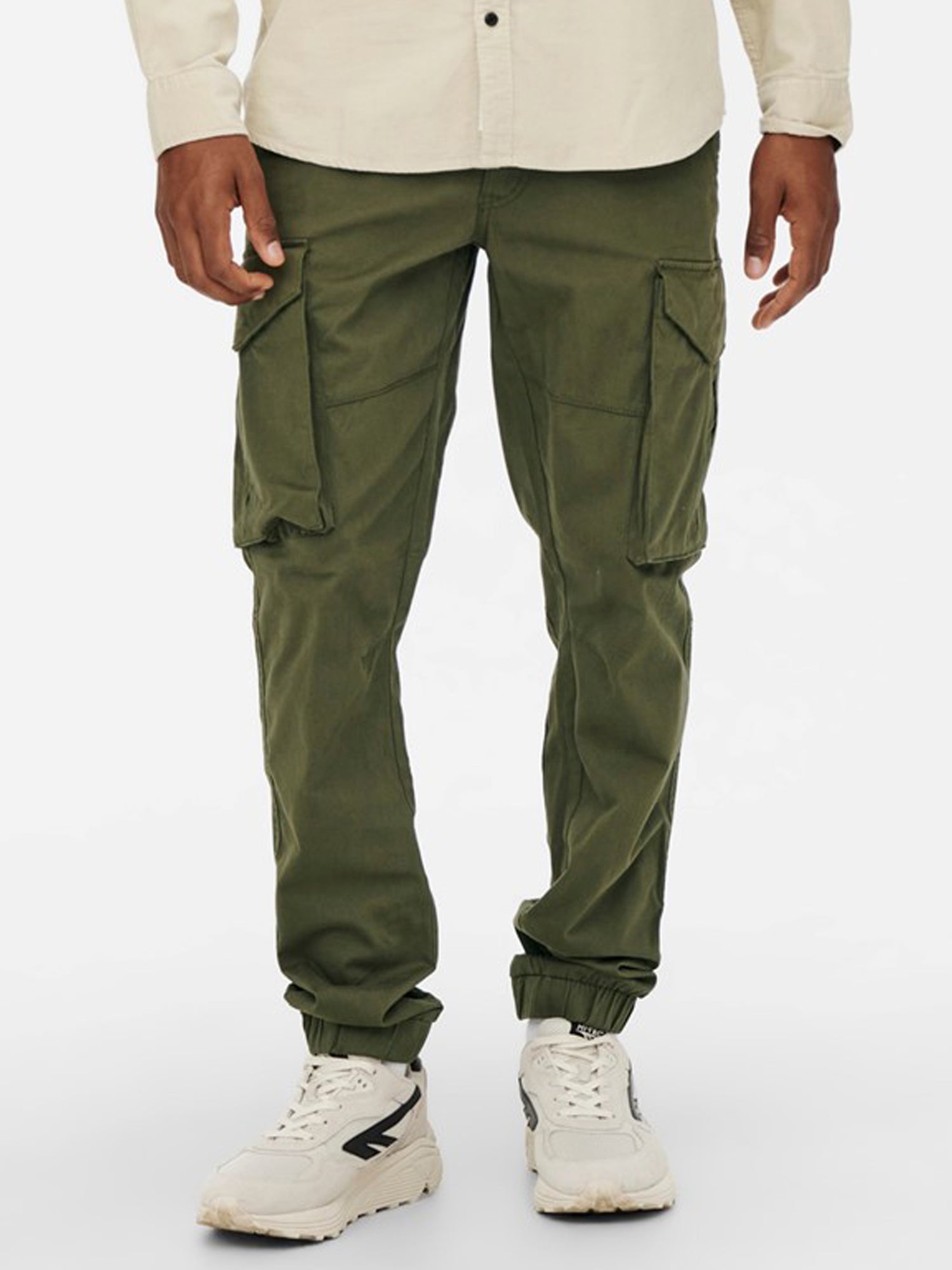 ONLY&SONS PANTALONI KIM CARGO VERDE OLIVA