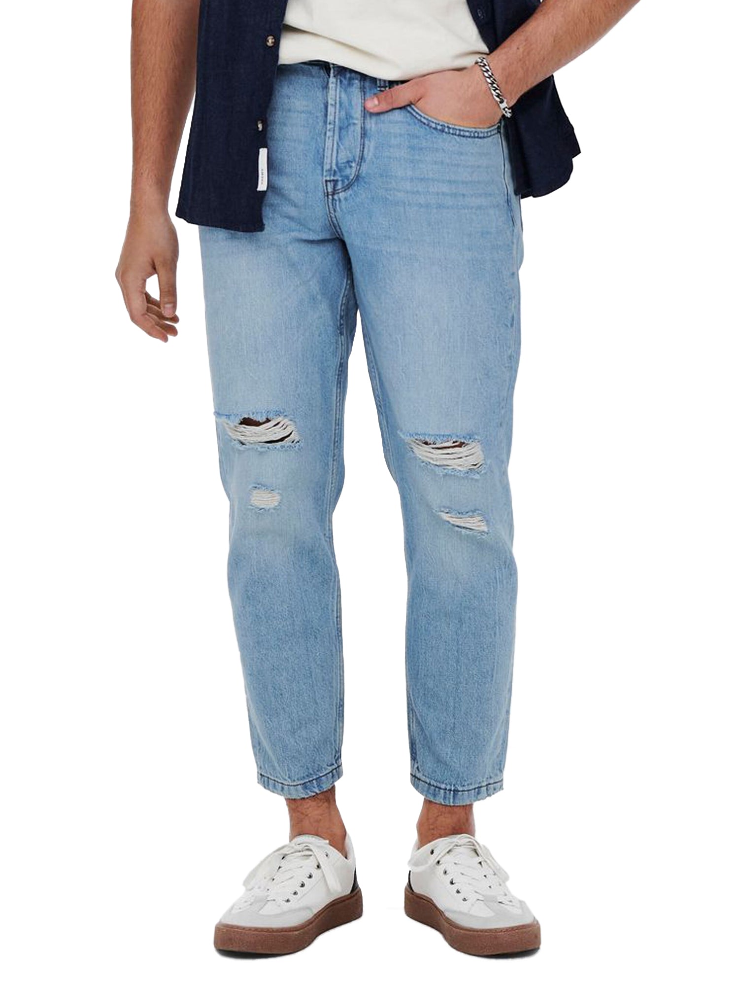 ONLY&SONS JEANS CROPPED IN DENIM BLU