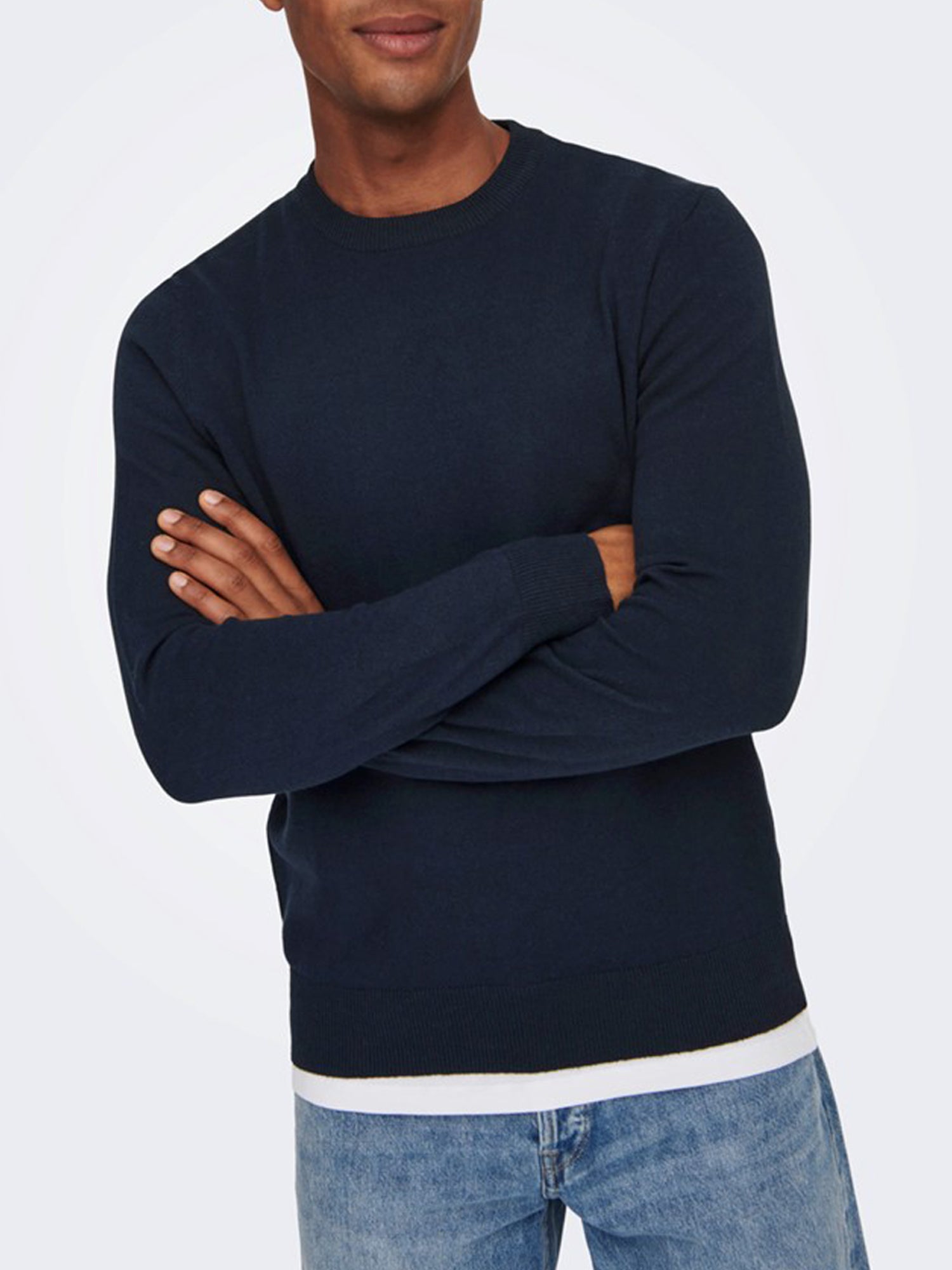 ONLY&SONS PULLOVER GIROCOLLO BLU