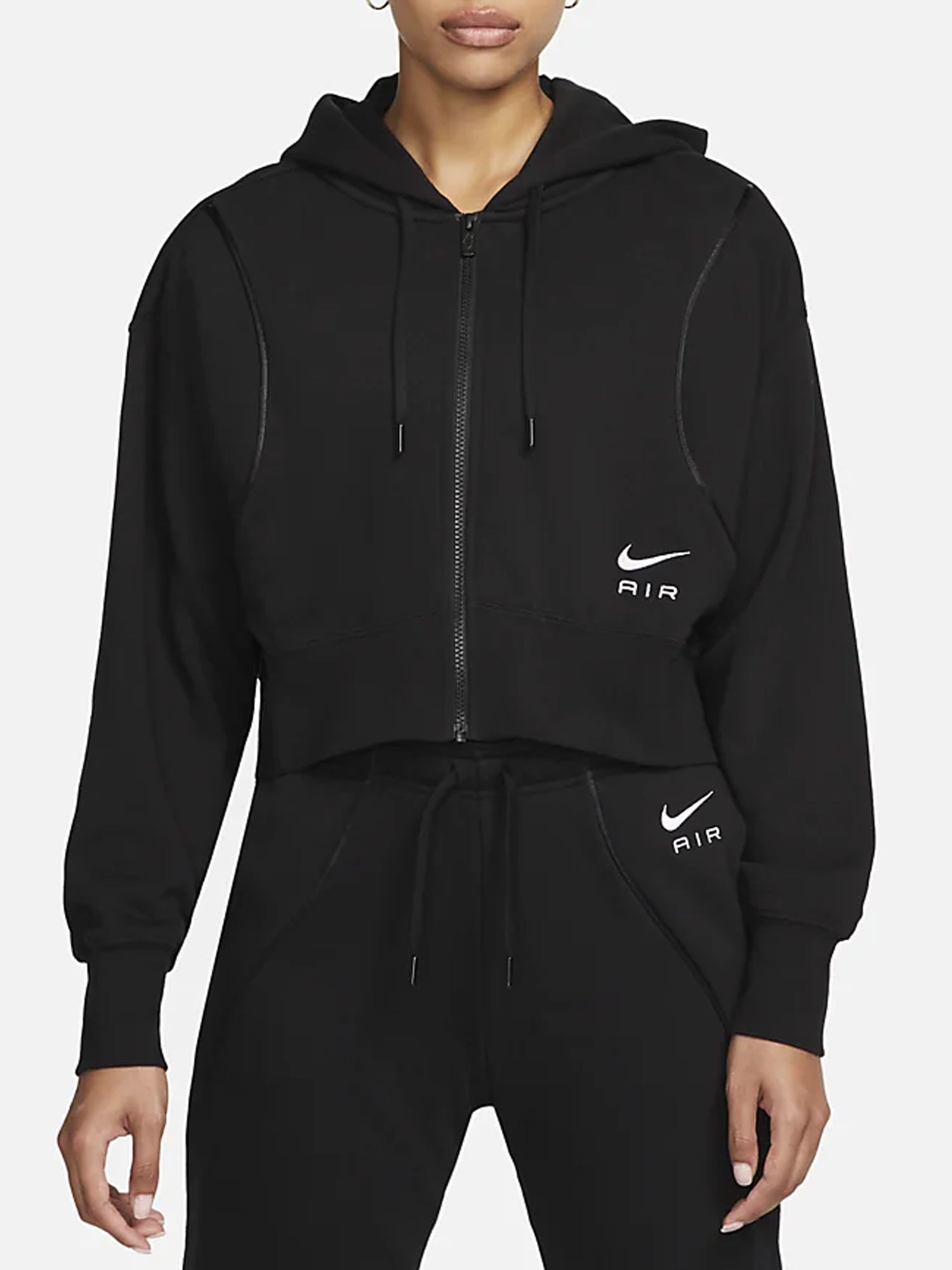 NIKE FELPA CON CAPPUCCIO E ZIP FLEECE NERO