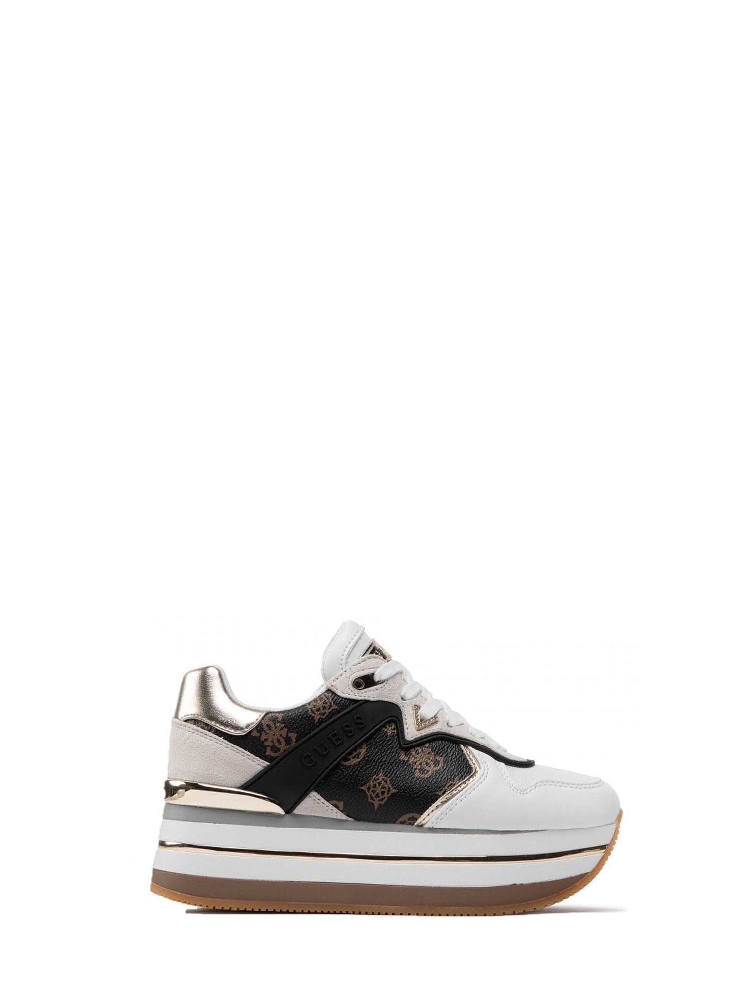 GUESS JEANS SNEAKERS HARINNA MARRONE - BIANCO