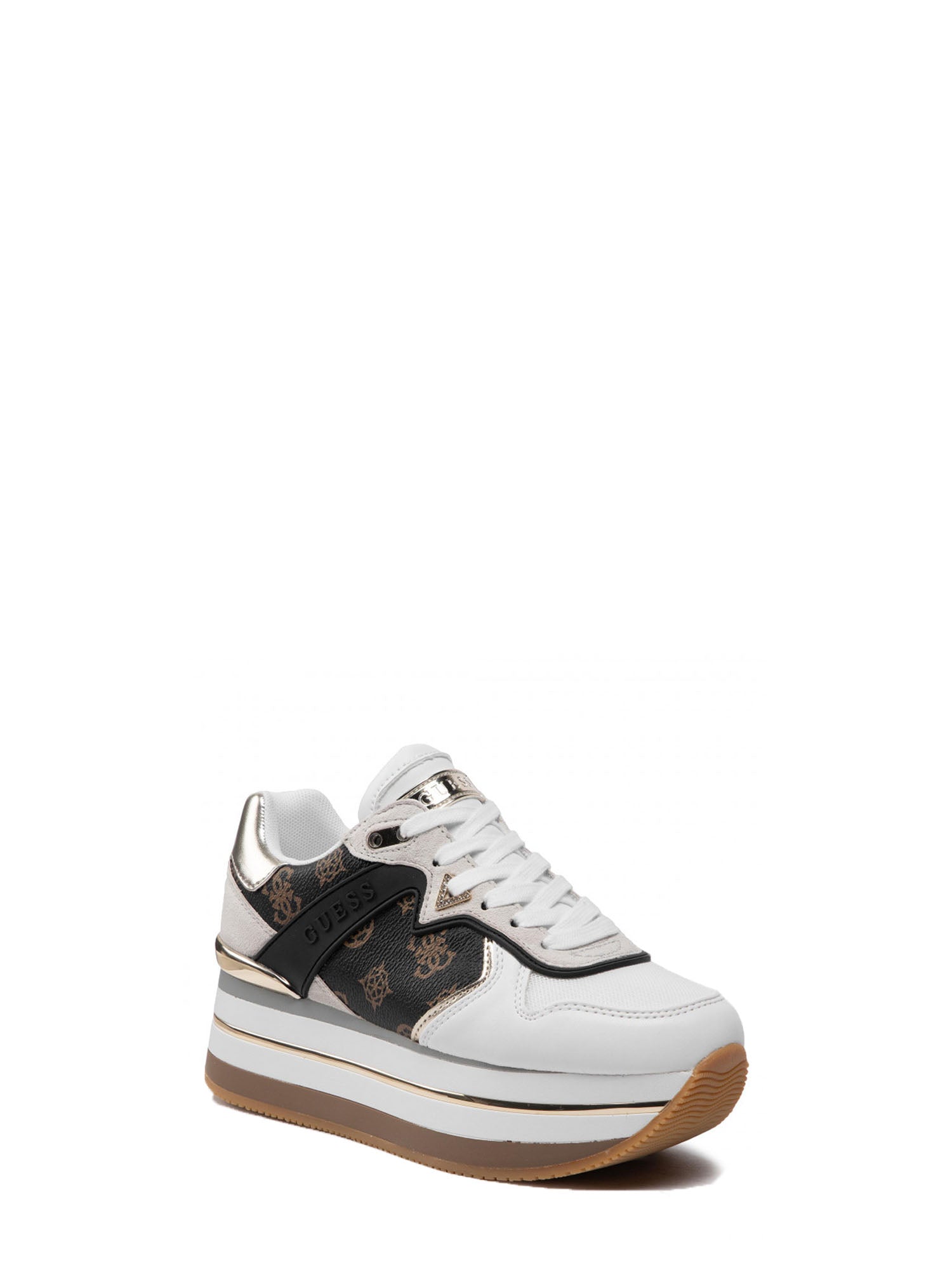 GUESS JEANS SNEAKERS HARINNA MARRONE - BIANCO