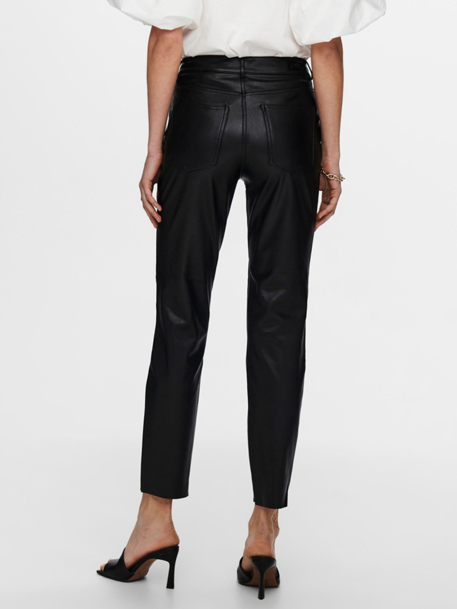 ONLY PANTALONI EMILY IN ECOPELLE NERO