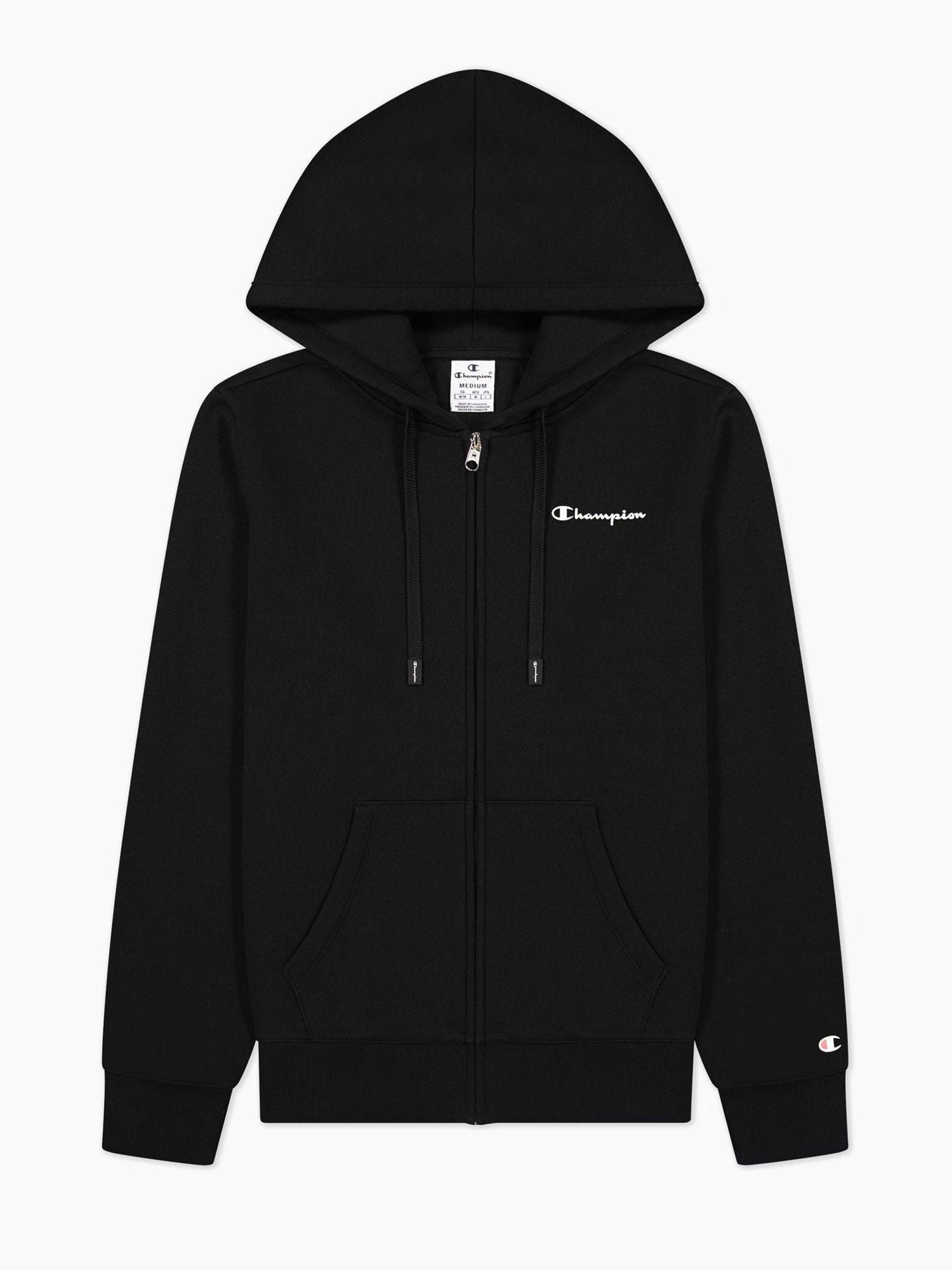 CHAMPION FELPA CON ZIP E CAPPUCCIO NERO