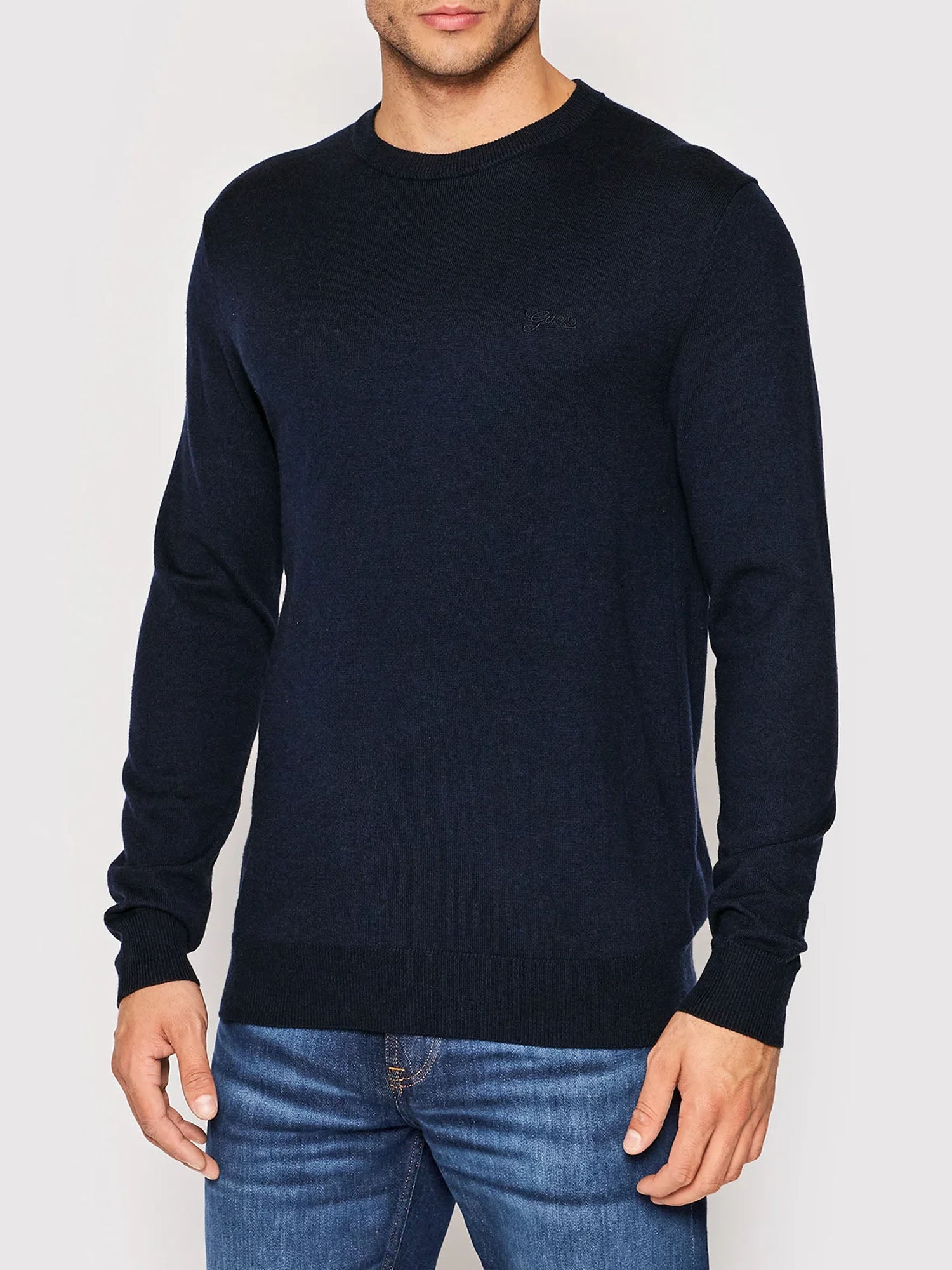 GUESS JEANS PULLOVER GIROCOLLO OMEGA BLU