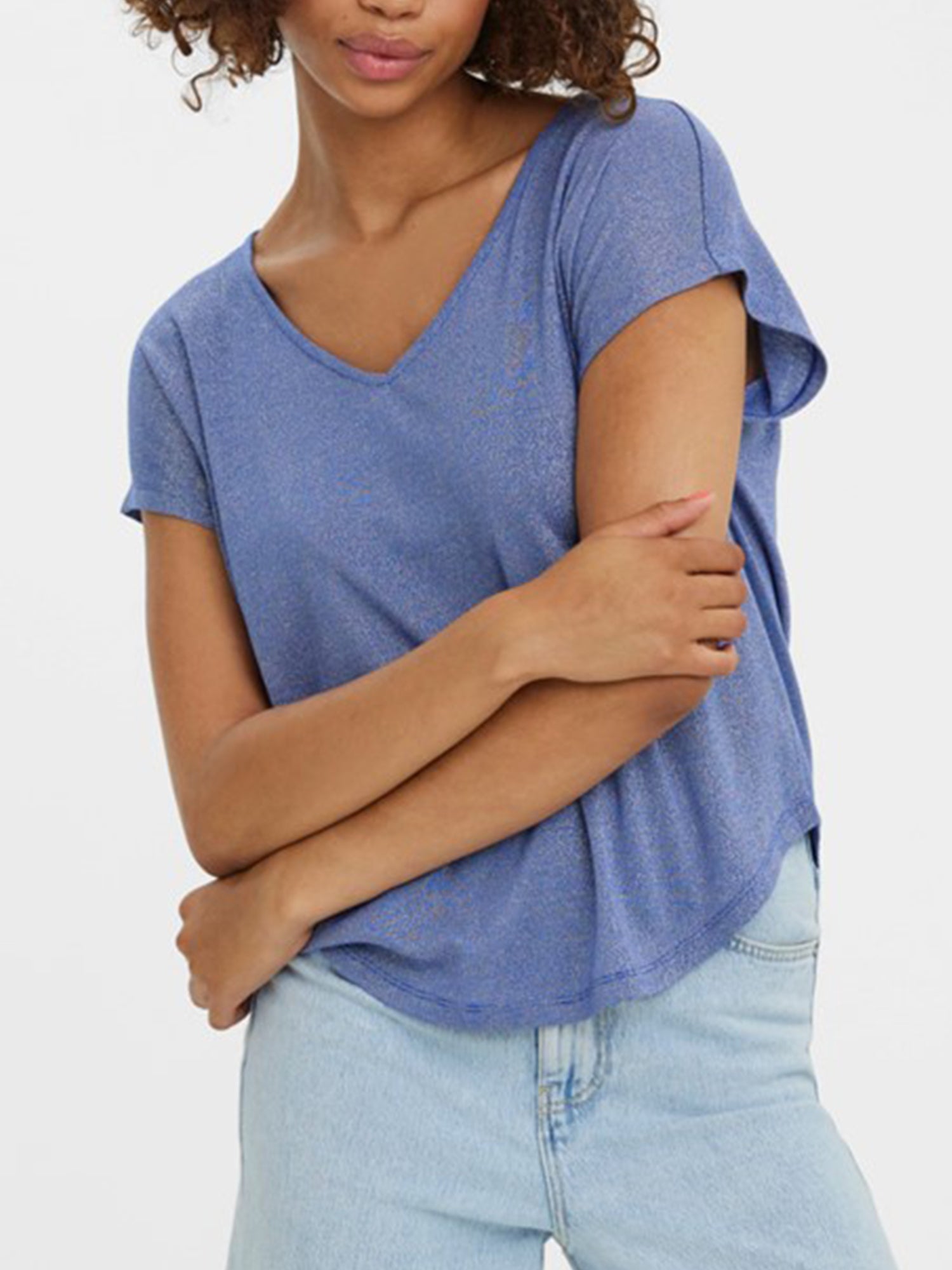 VERO MODA T-SHIRT SCOLLO A V BLU