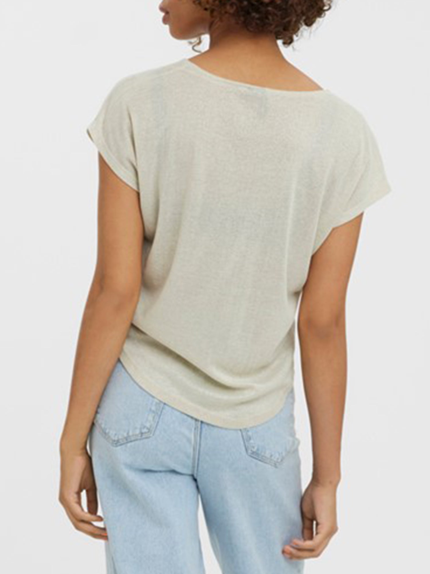 VERO MODA T-SHIRT SCOLLO A V BEIGE