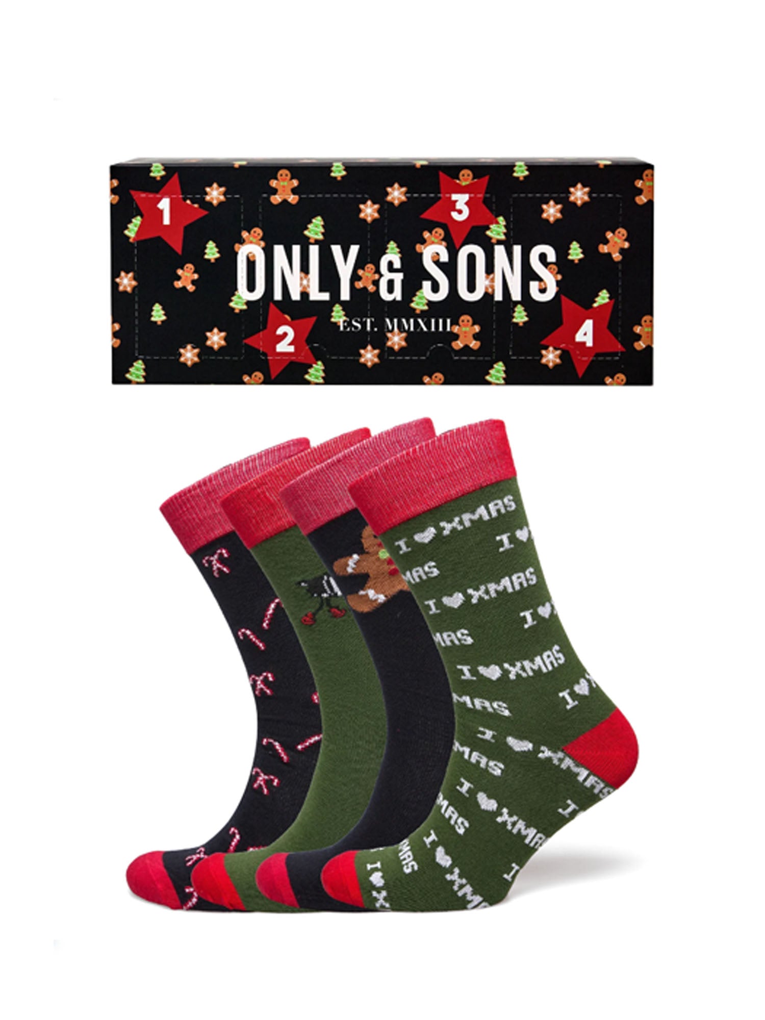 ONLY&SONS SET 4 CALZE X-MAS MULTICOLORE