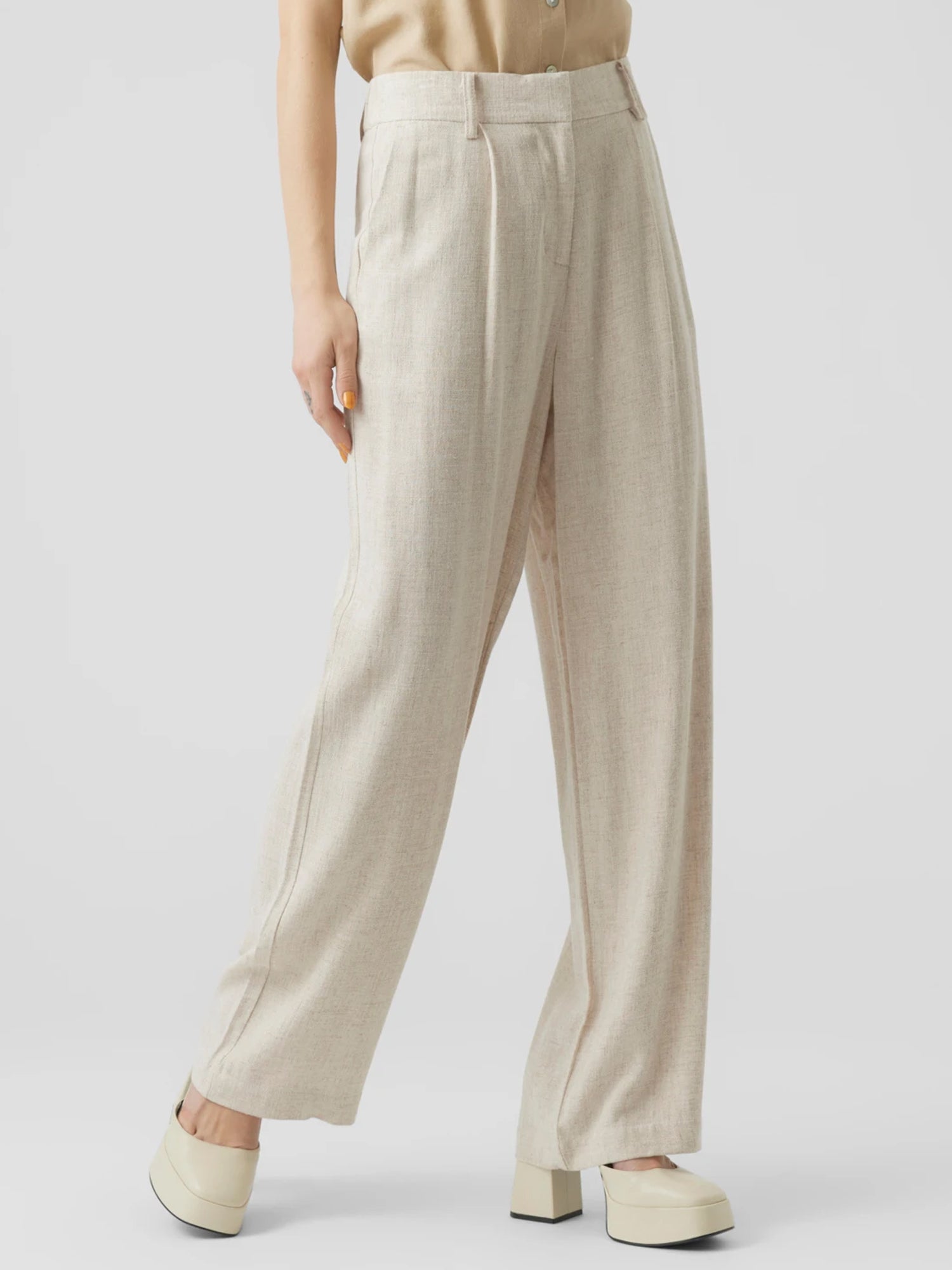 VERO MODA PANTALONI A GAMBA LARGA GRIGIO - BEIGE