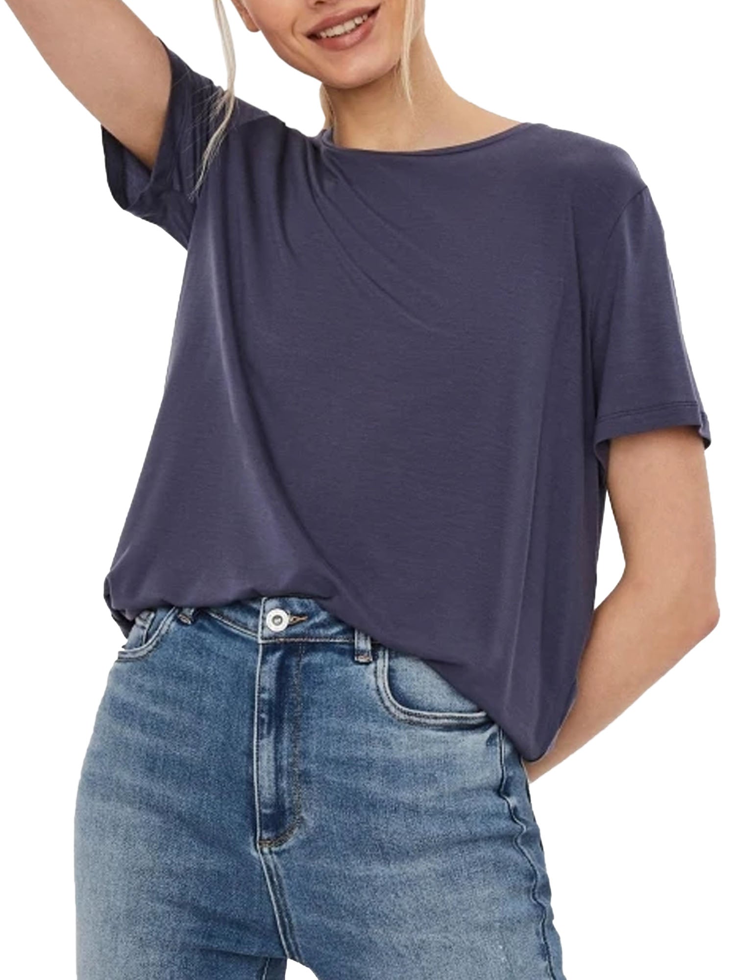 VERO MODA T-SHIRT A MANICHE CORTE AWARE VIOLA