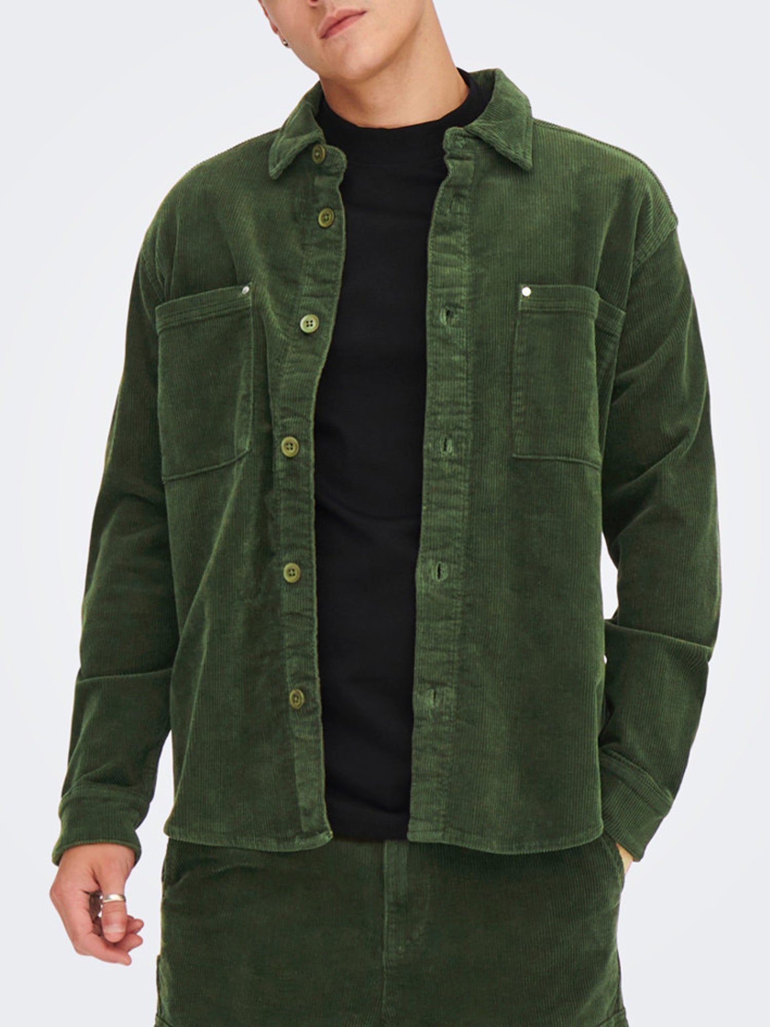 ONLY&SONS CAMICIA TRACK OVER VERDE OLIVA
