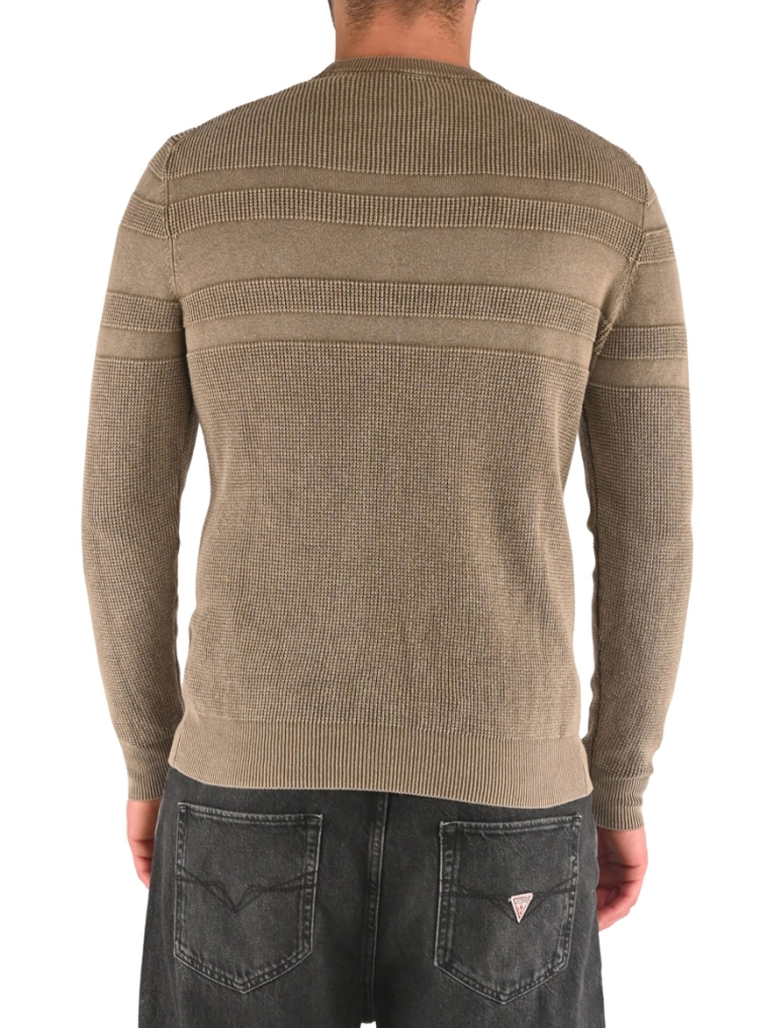 GUESS JEANS PULLOVER GIROCOLLO OZZY NOCCIOLA