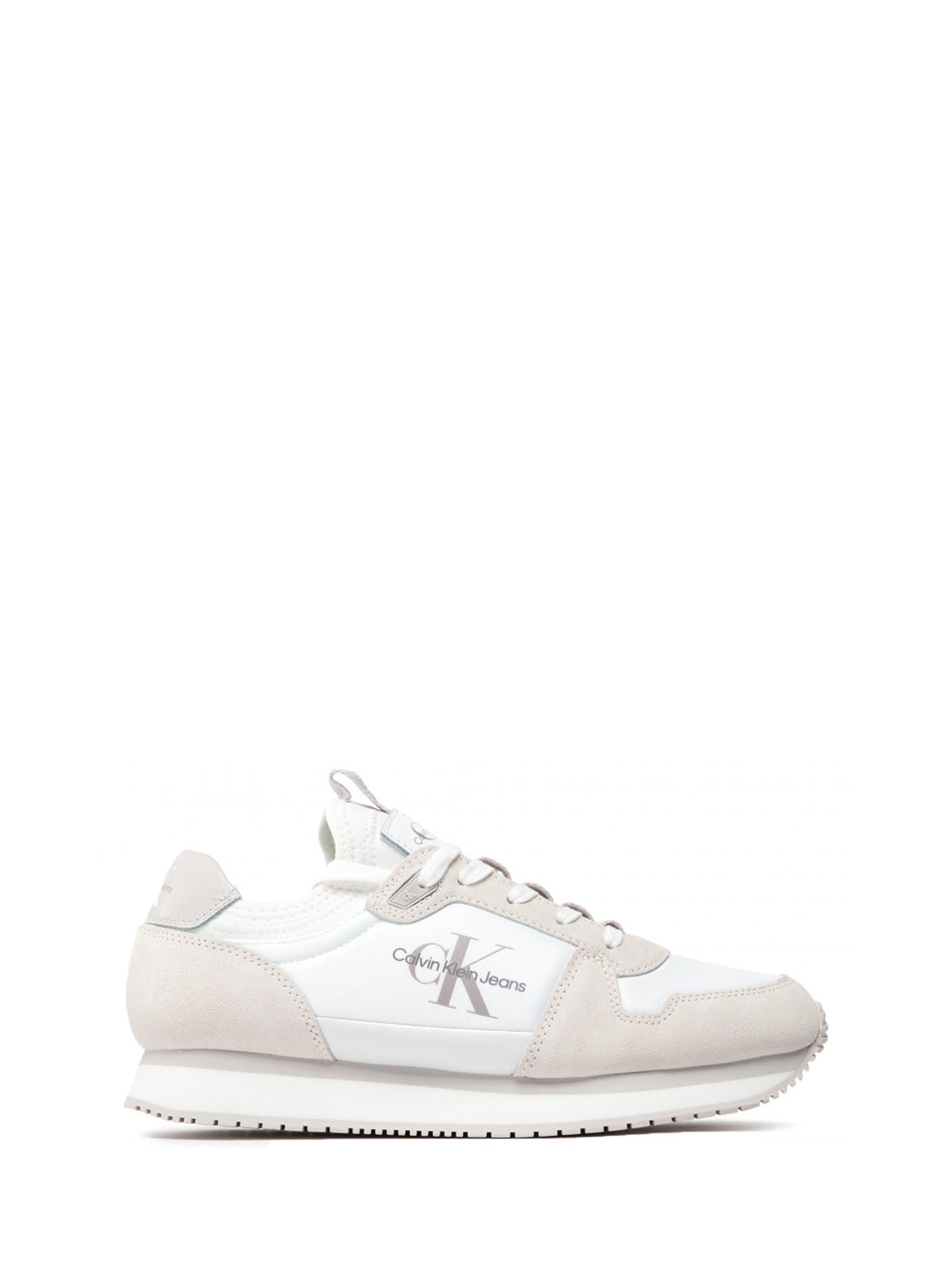 CALVIN KLEIN SHOES SNEAKERS RUNNER SOCK LACEUP NY-LTH BIANCO