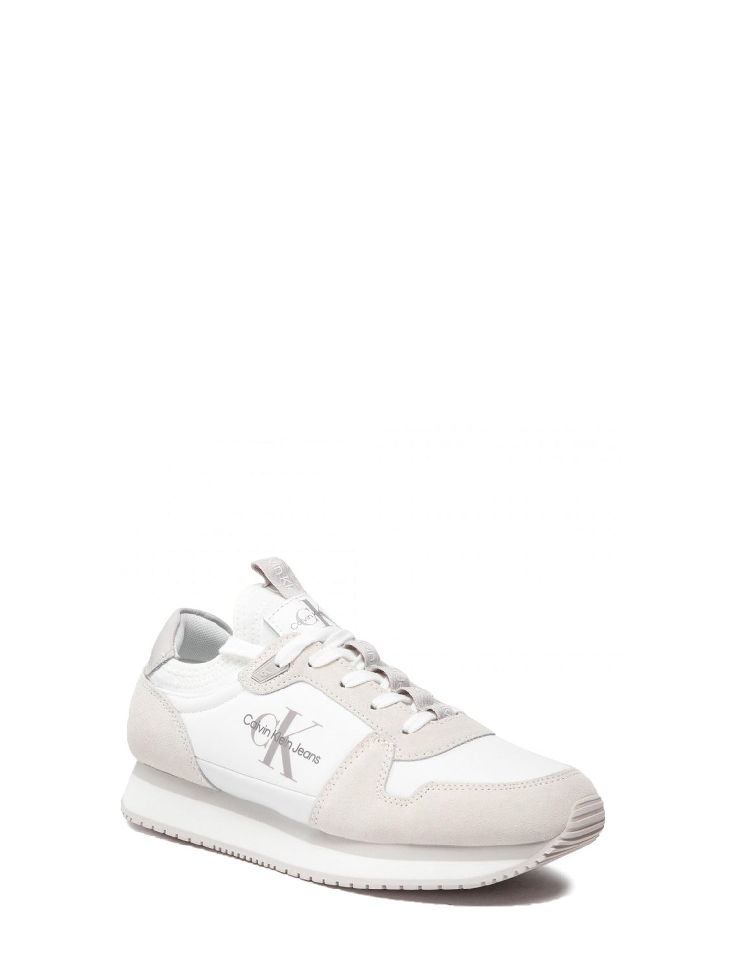 CALVIN KLEIN SHOES SNEAKERS RUNNER SOCK LACEUP NY-LTH BIANCO