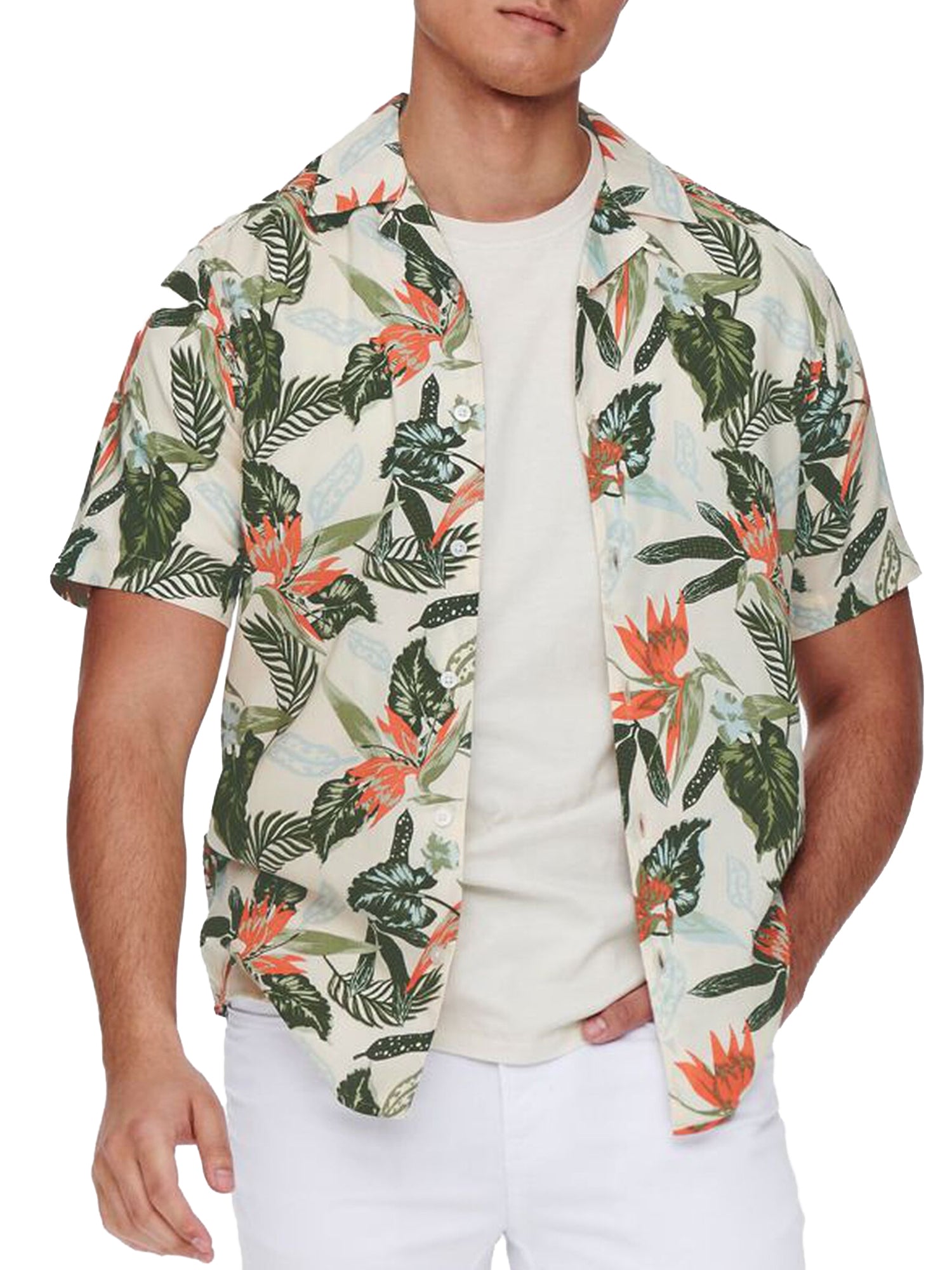 ONLY&SONS CAMICIA STAMPATA FANTASIA TROPICALE