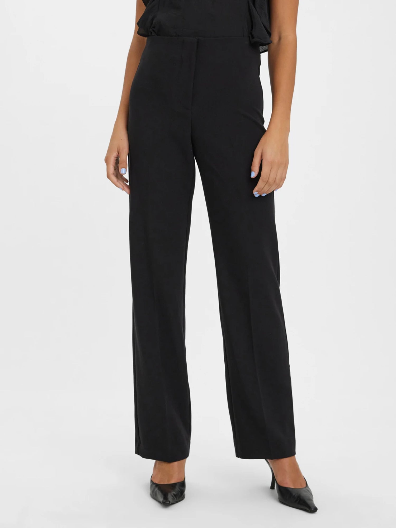 VERO MODA PANTALONI SANDY A VITA ALTA NERO