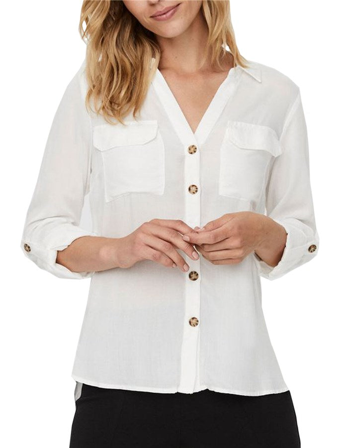 VERO MODA CAMICIA MANICA LUNGA BIANCO