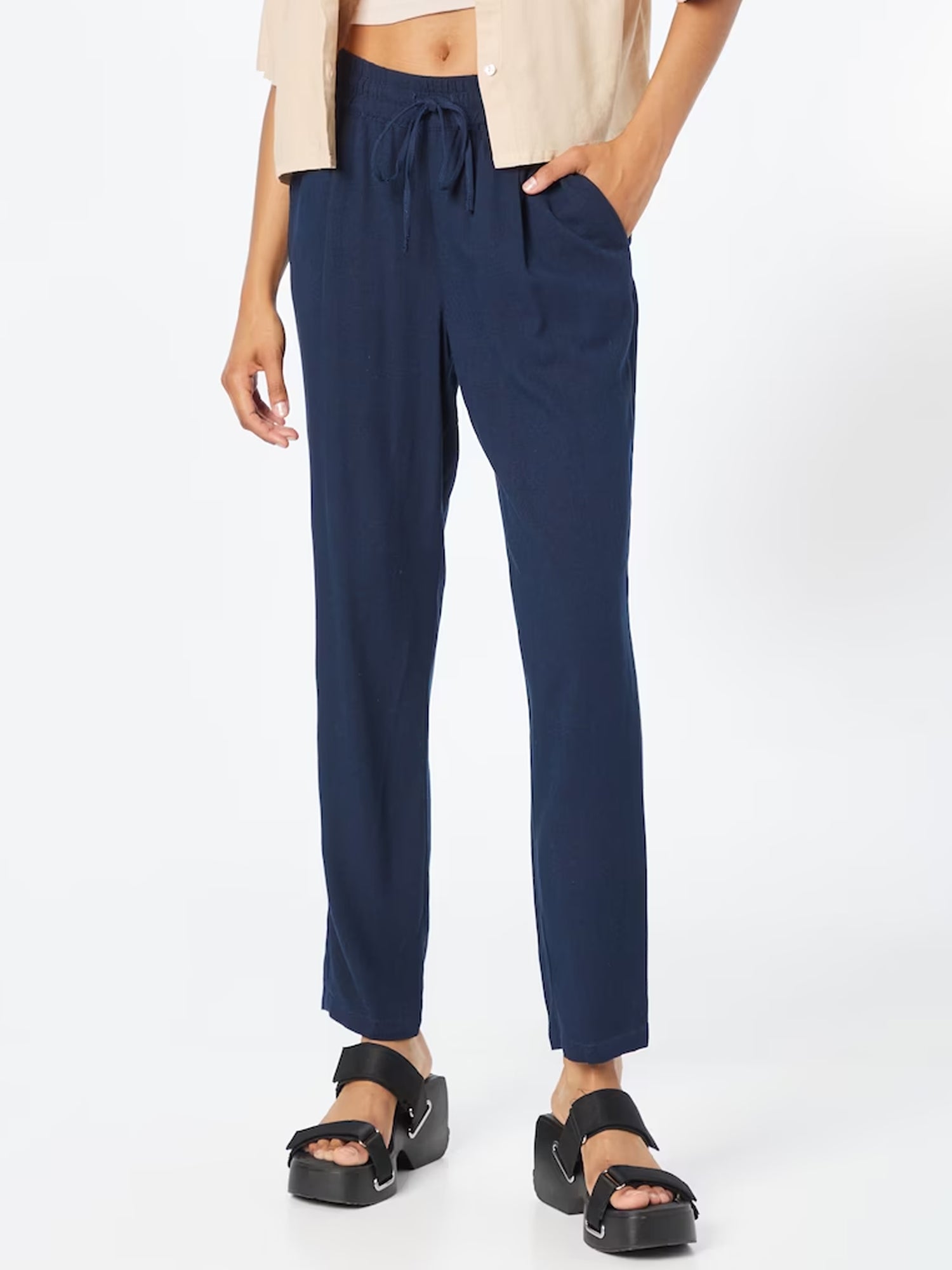 VERO MODA PANTALONI IN LINO BLU