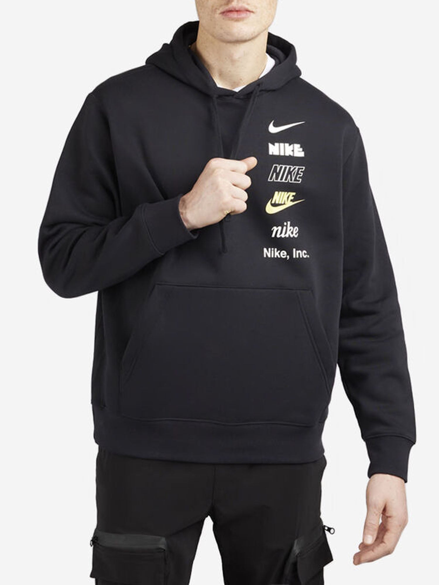 NIKE FELPA CON CAPPUCCIO CLUB FLEECE NERO