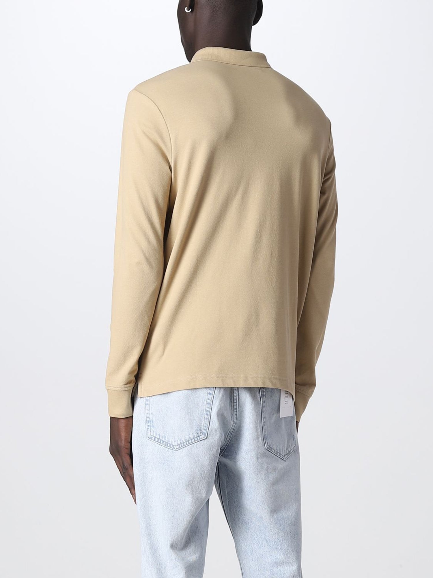 CALVIN KLEIN POLO MANICHE LUNGHE STRETCH BEIGE