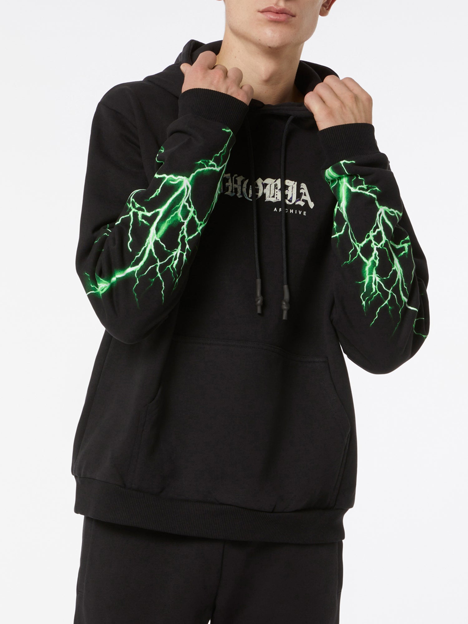 PHOBIA FELPA ARCHIVE GREEN LIGHTNING NERO