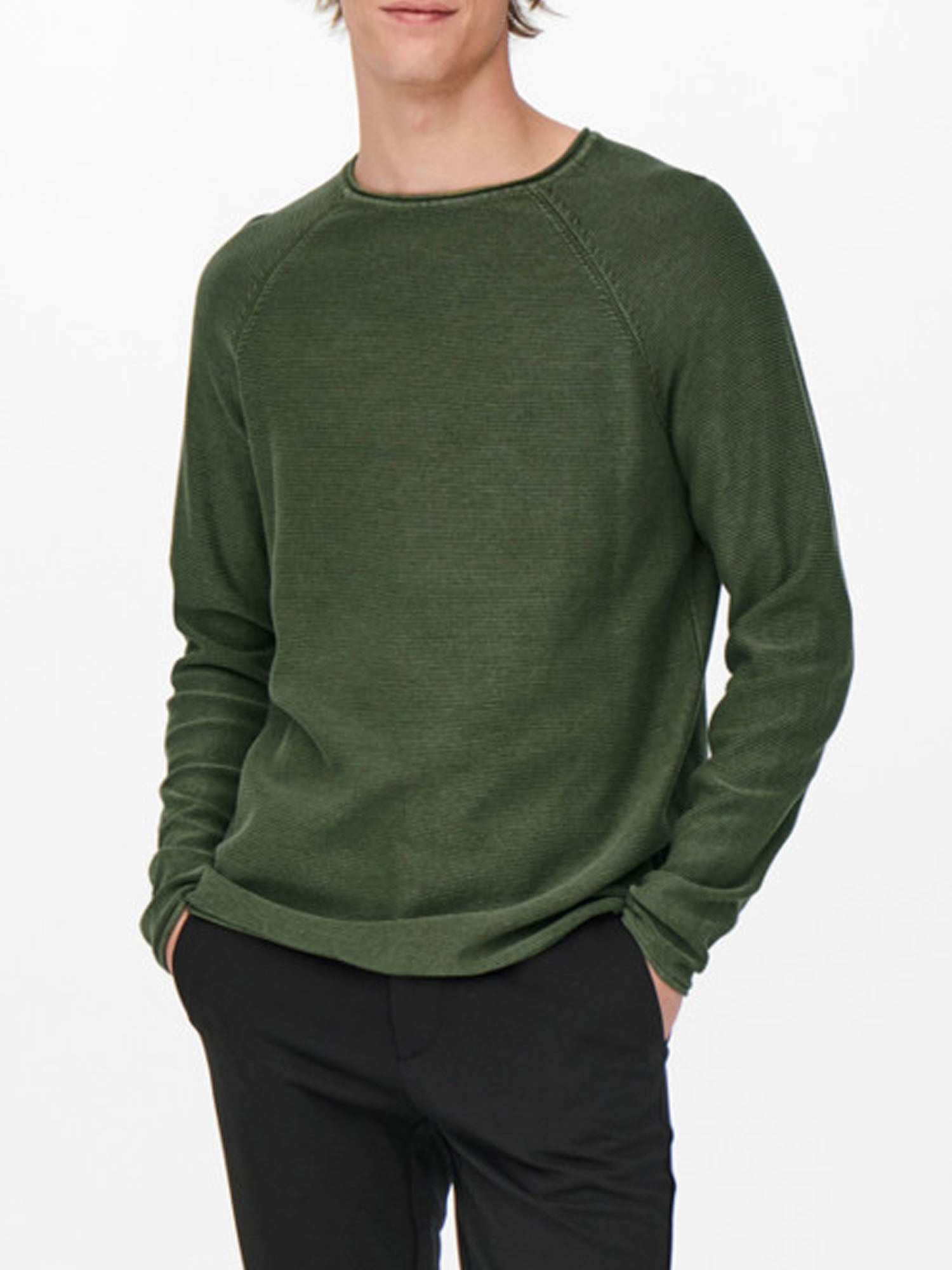 ONLY&SONS PULLOVER GIROCOLLO VERDE OLIVA