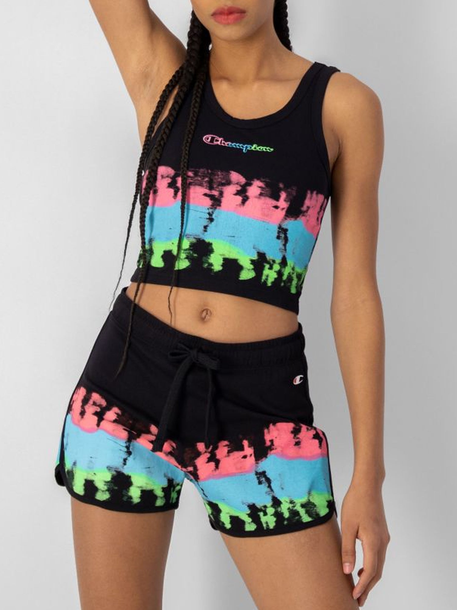 CHAMPION CROP TOP TIE-DYE NERO