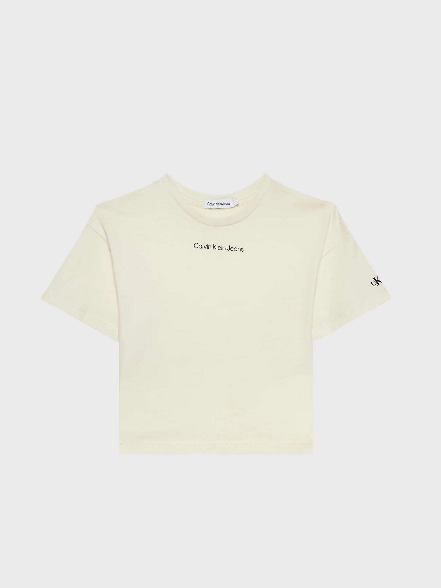 CALVIN KLEIN KIDS T-SHIRT DAL TAGLIO SQUADRATO BIANCO AVORIO