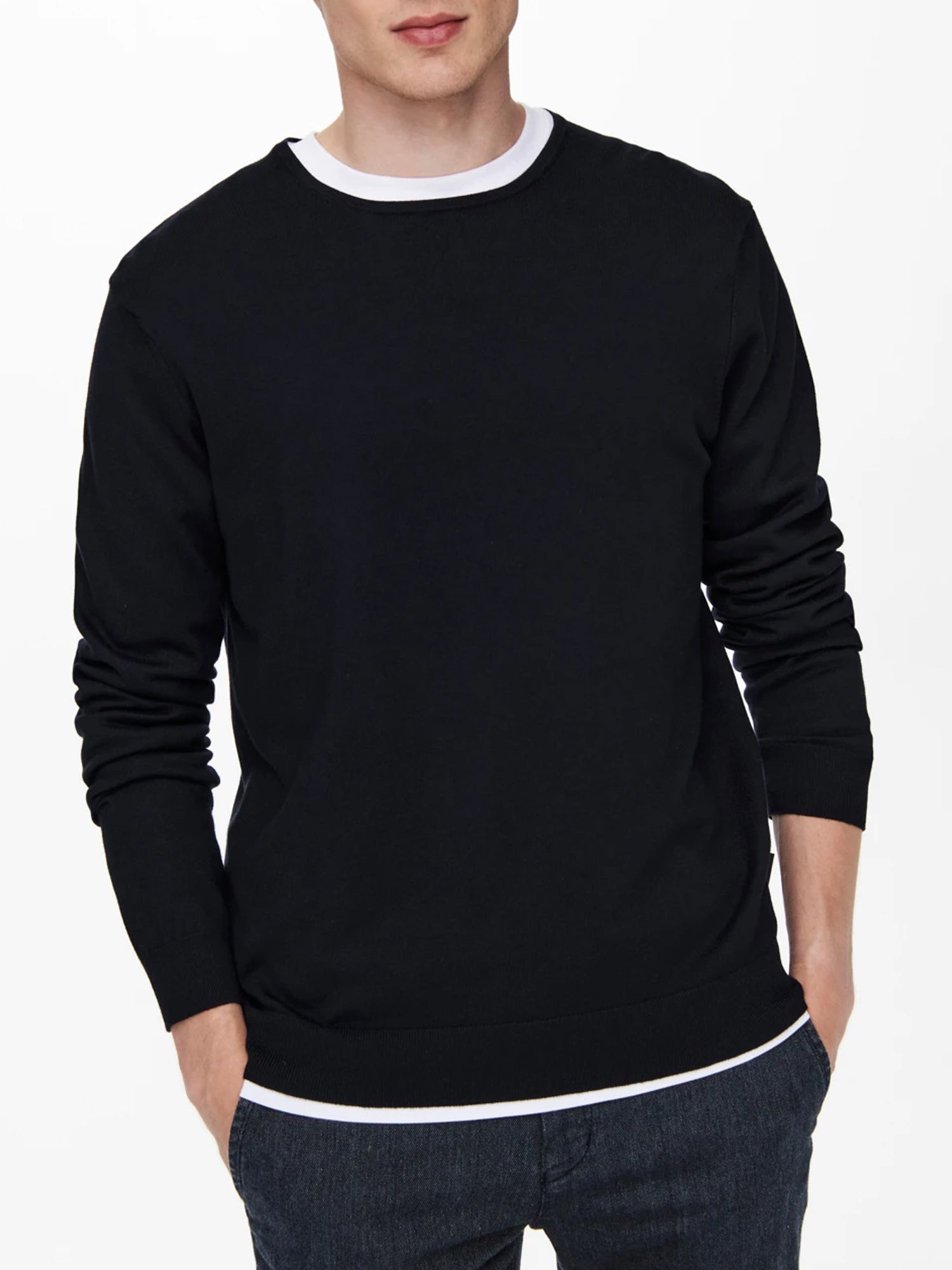 ONLY&SONS PULLOVER WYLER GIROCOLLO BLU SCURO