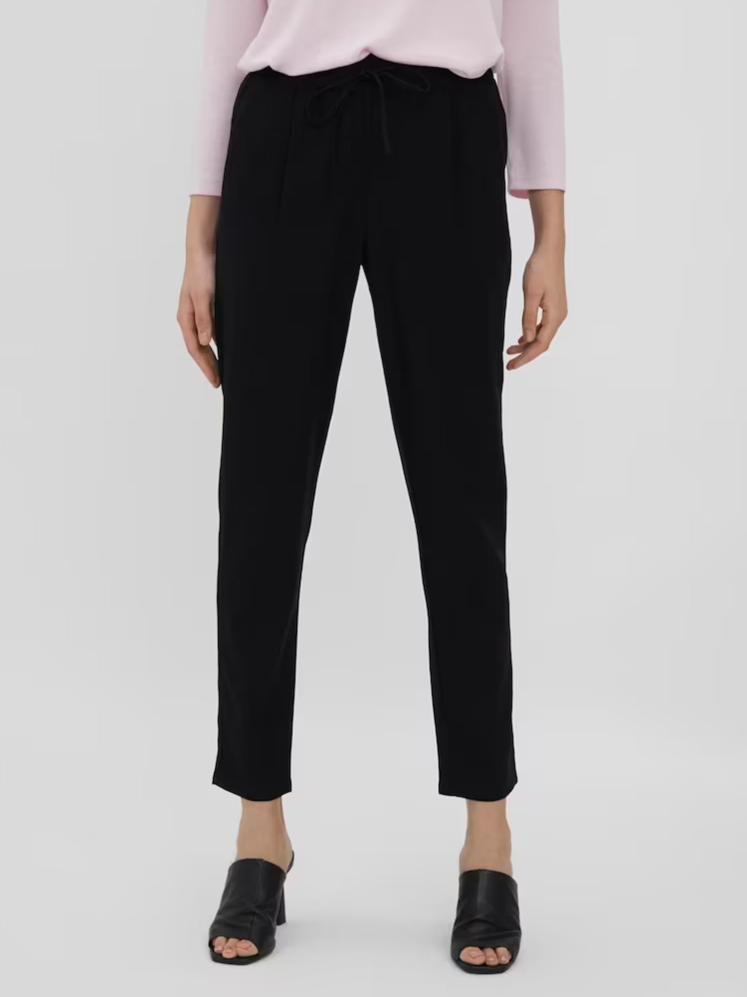 VERO MODA PANTALONI IN LINO NERO