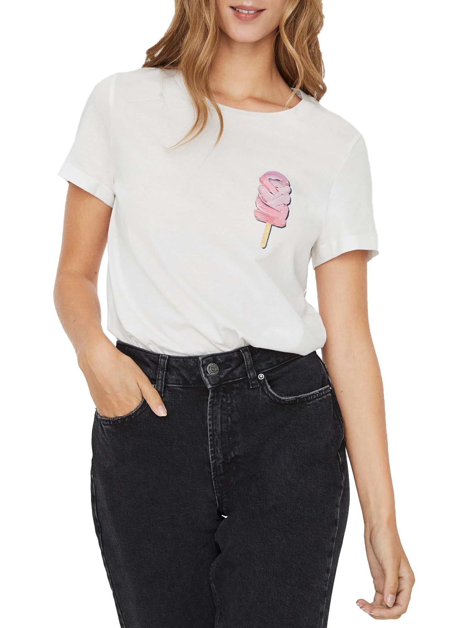 VERO MODA T-SHIRT CON GRAFICA BIANCO