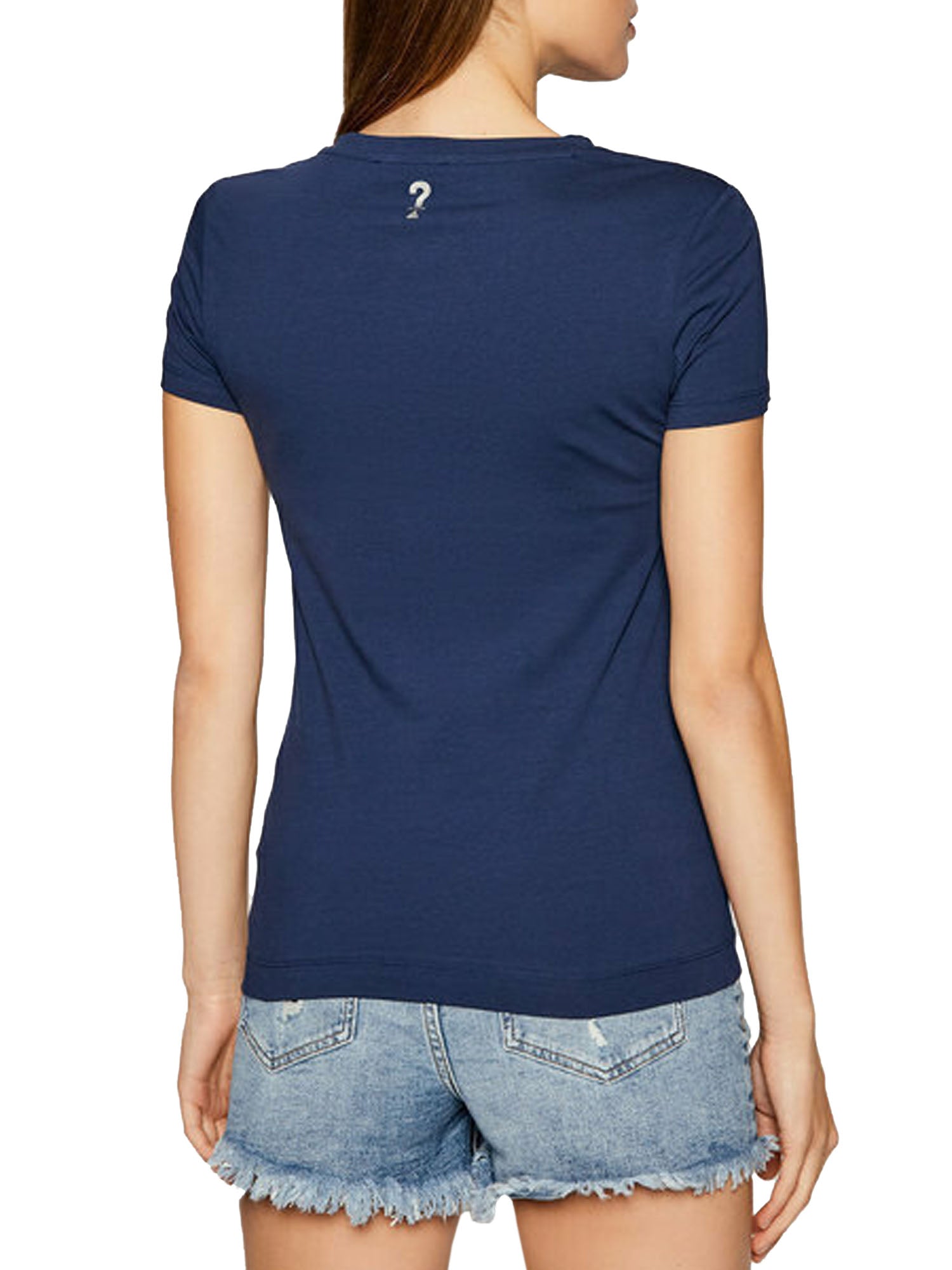 GUESS T-SHIRT LOGO STRASS BLU