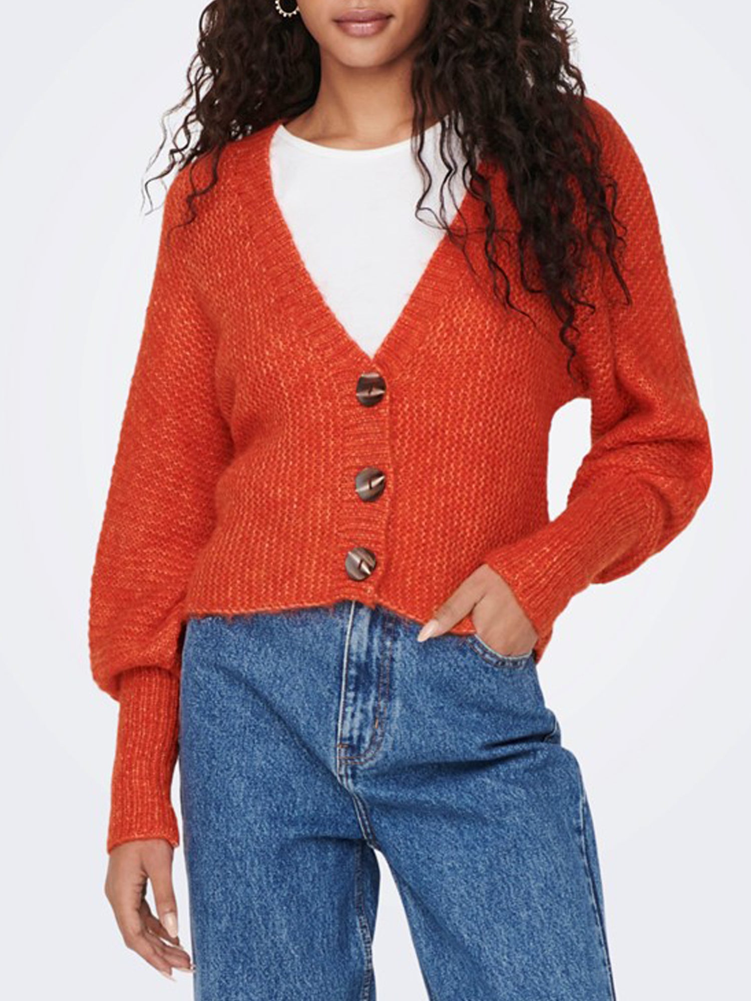 ONLY CARDIGAN CHUNKY ROSSO ARGILLA