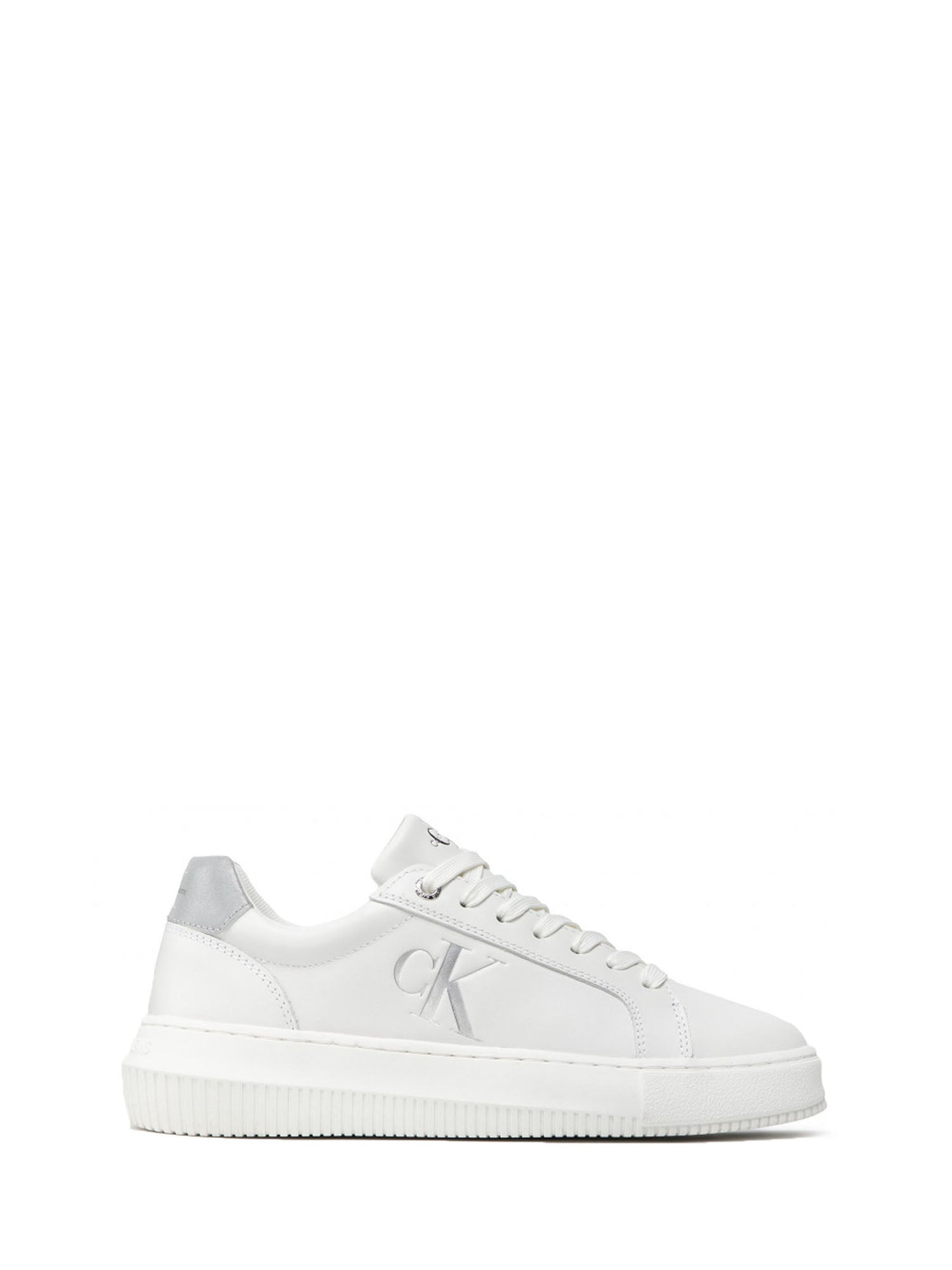 CALVIN KLEIN SNEAKERS CHUNKY CUPSOLE LACEUP LOW BIANCO - ARGENTO