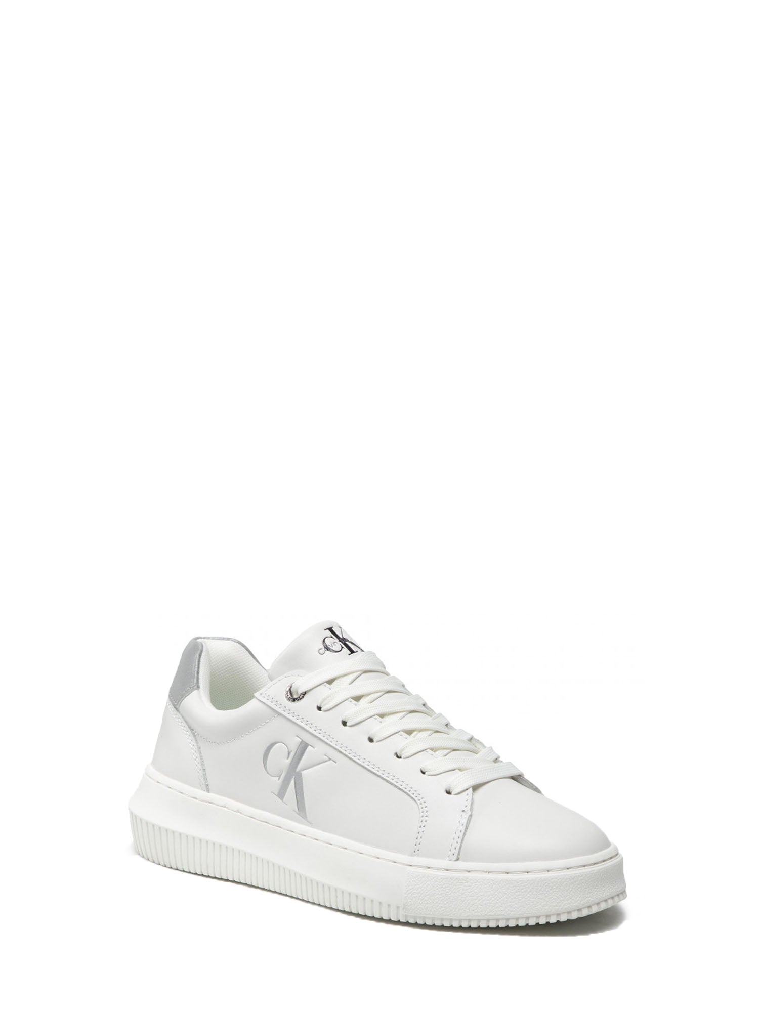 CALVIN KLEIN SNEAKERS CHUNKY CUPSOLE LACEUP LOW BIANCO - ARGENTO