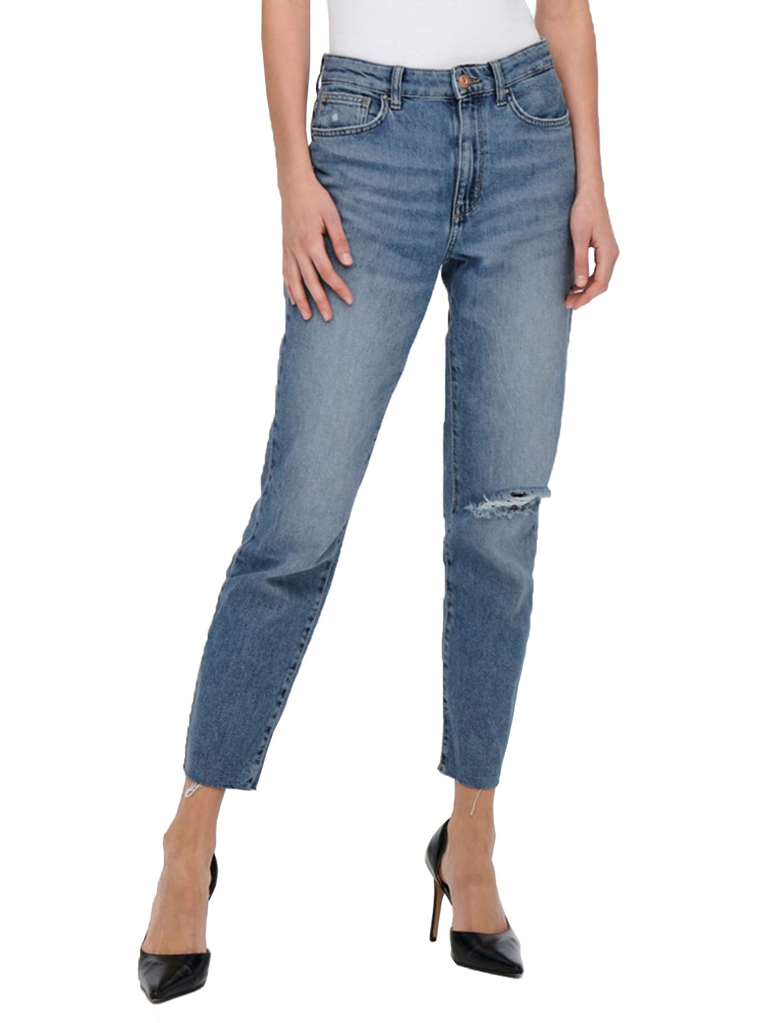 ONLY JEANS A VITA ALTA IN DENIM BLU