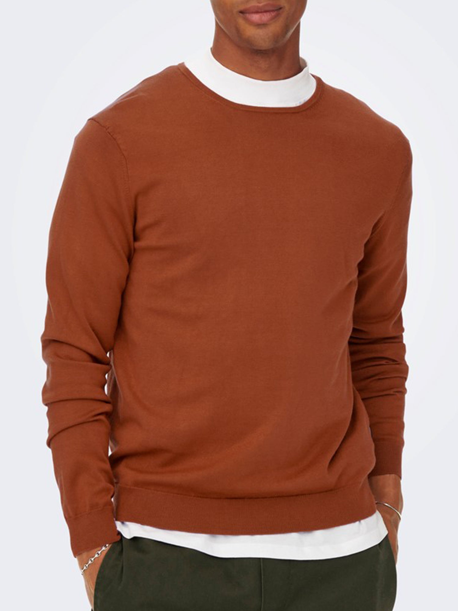 ONLY&SONS PULLOVER WYLER GIROCOLLO ROSSO SLAVATO