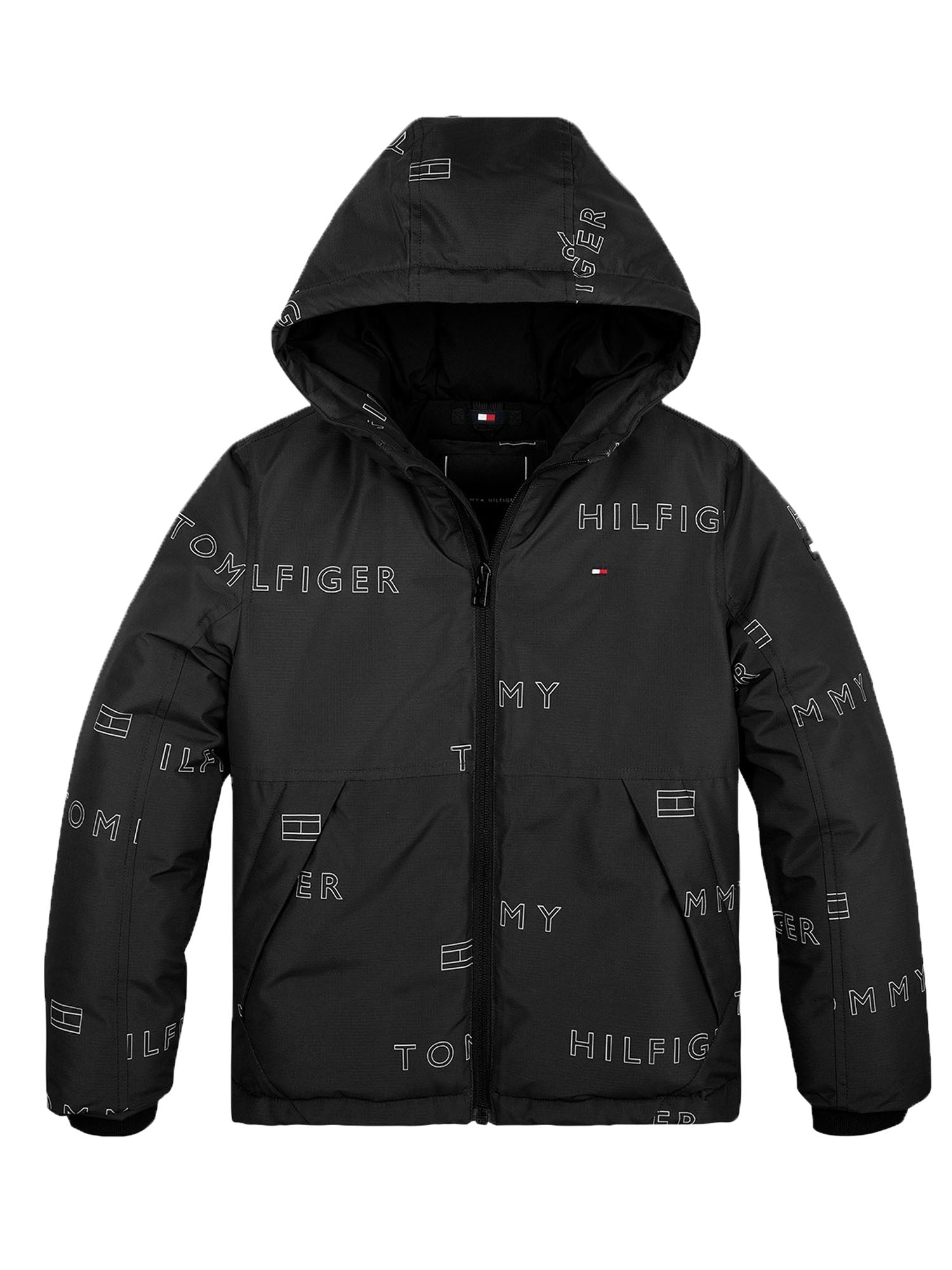 TOMMY HILFIGER GIACCA IDROREPELLENTE LOGO REPEAT NERO