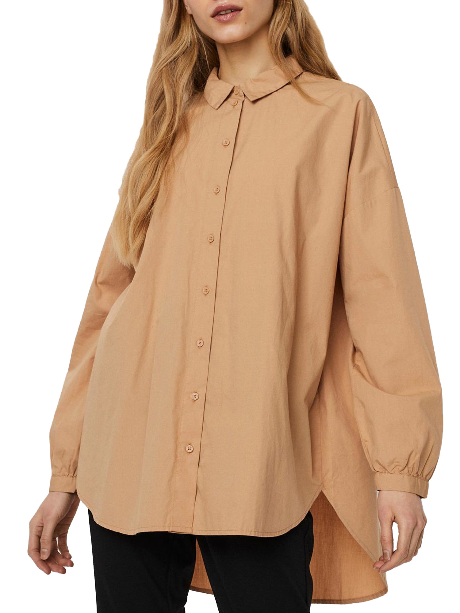 VERO MODA CAMICIA LUNGA CAMMELLO