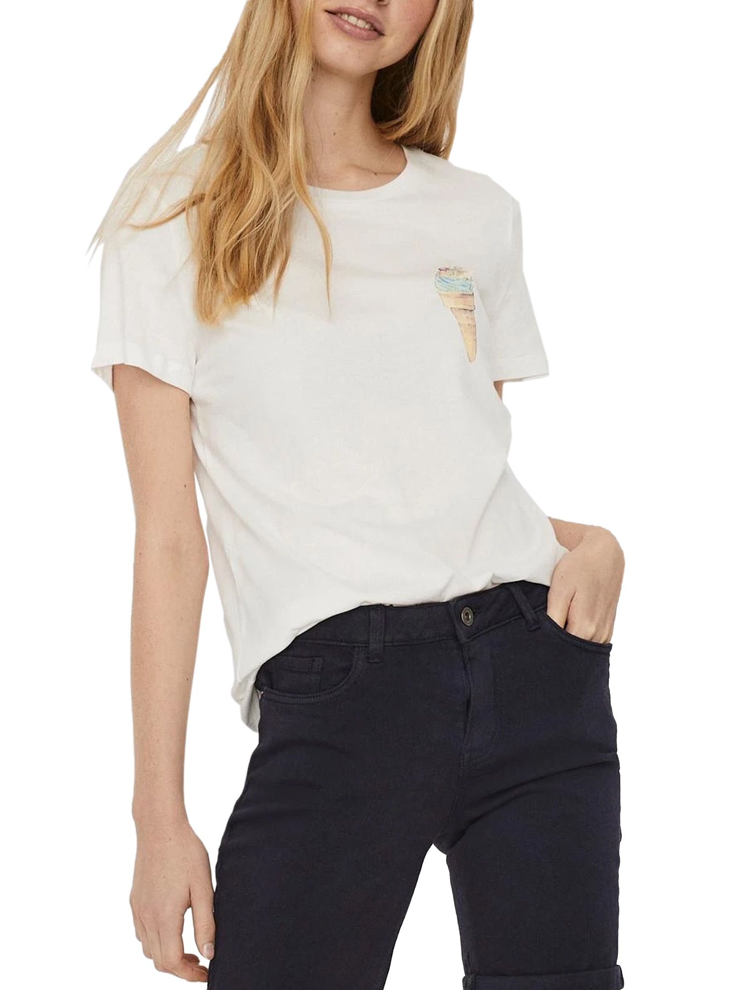 VERO MODA T-SHIRT CON GRAFICA BIANCO