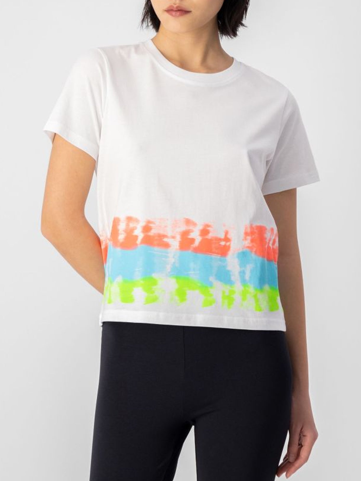 CHAMPION T-SHIRT CROPPED TIE-DYE BIANCO