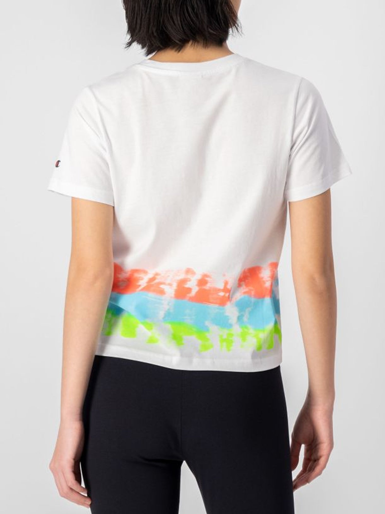 CHAMPION T-SHIRT CROPPED TIE-DYE BIANCO