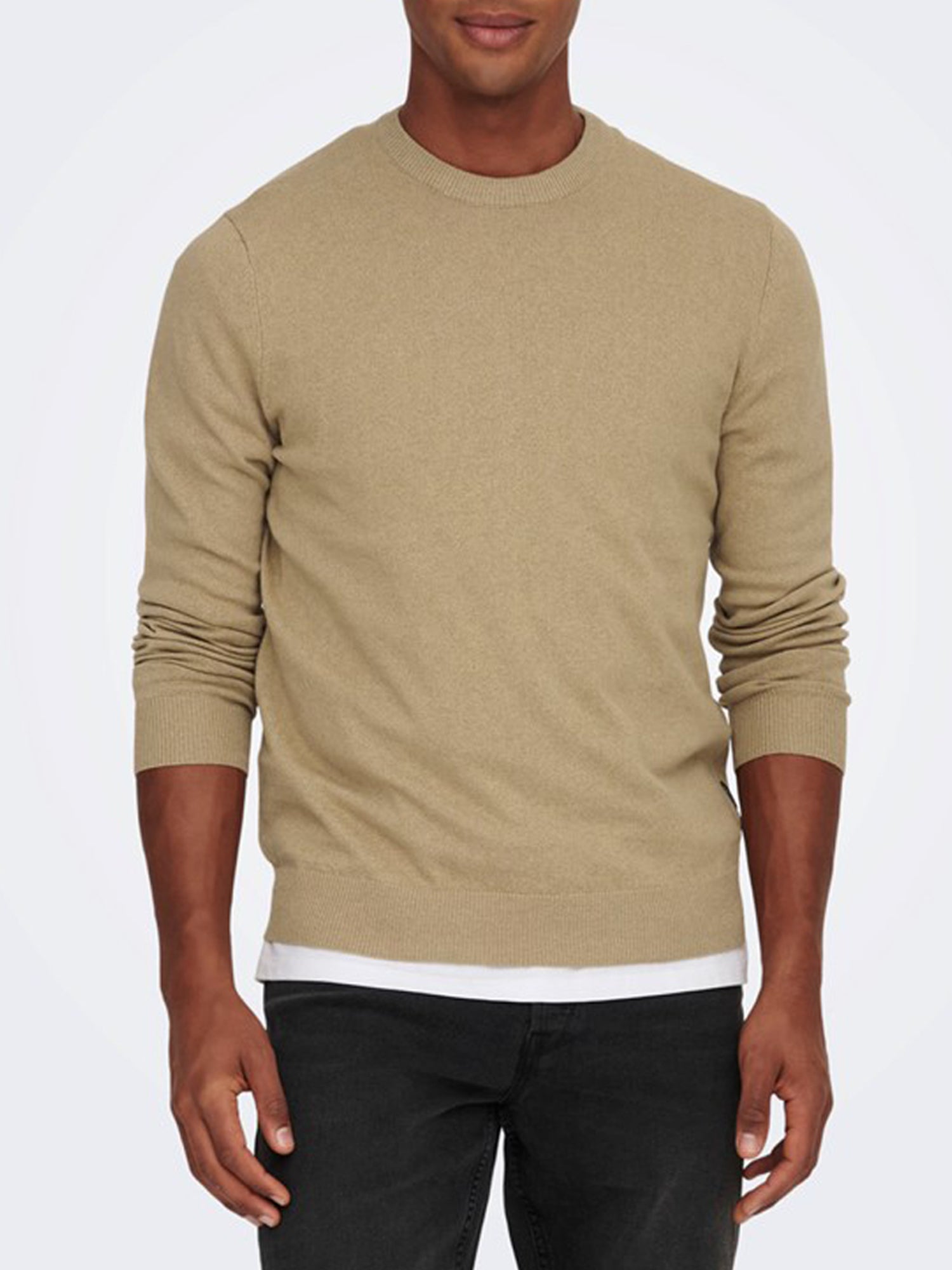 ONLY&SONS PULLOVER GIROCOLLO BEIGE