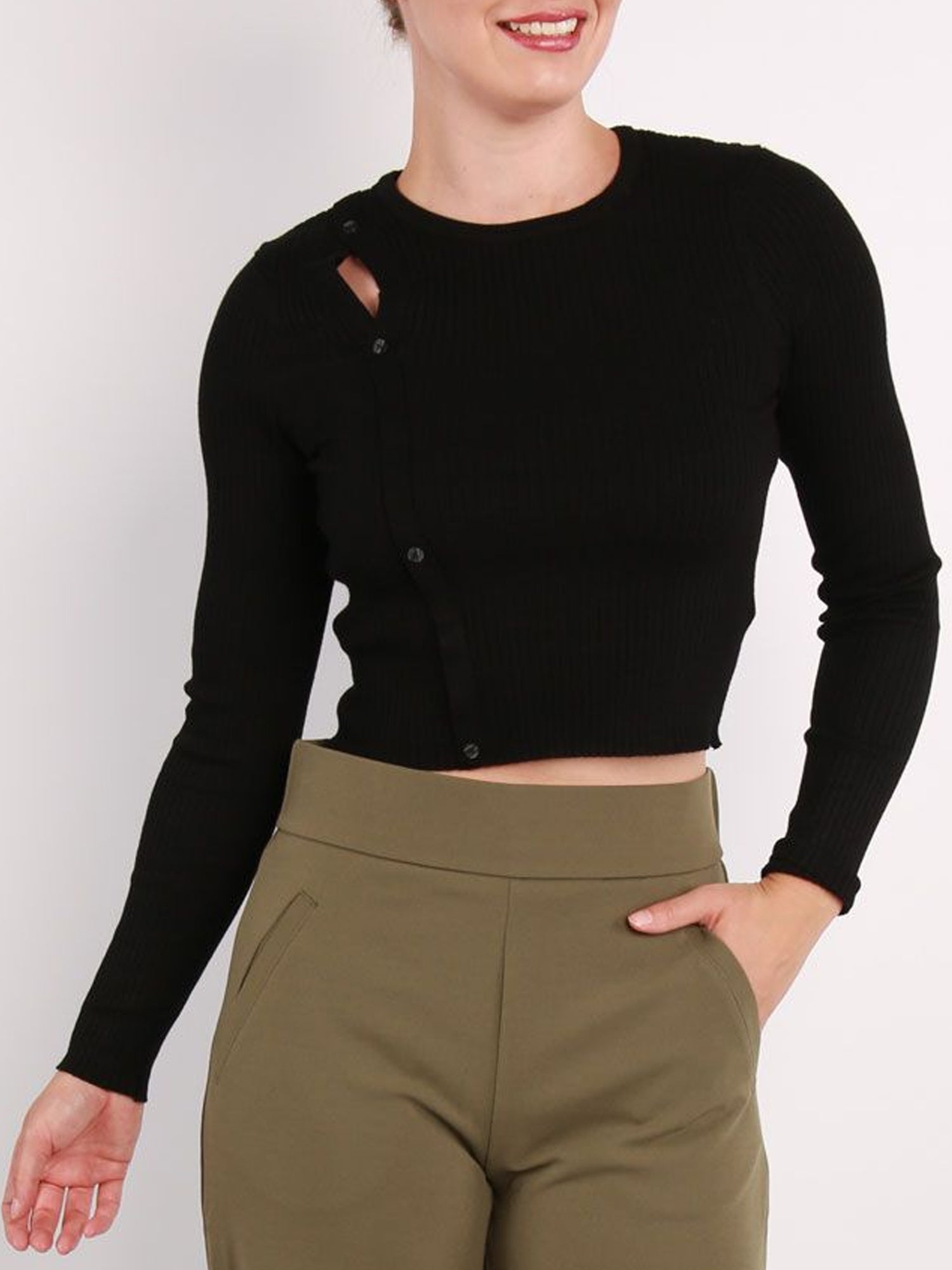 ONLY MAGLIA CROPPED ASHLEY NERO